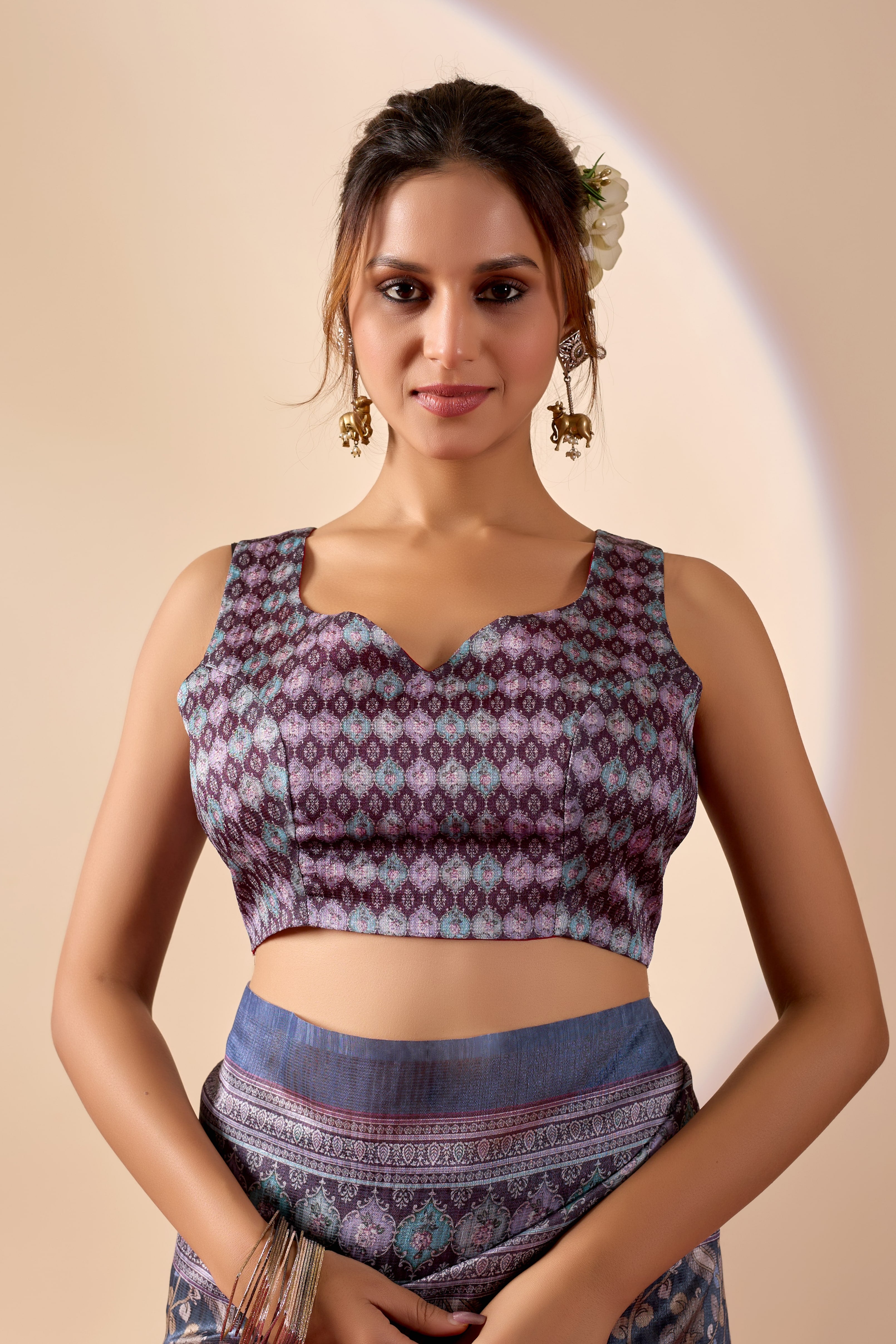 Multi Color Poly Cotton Ready Wear Saree