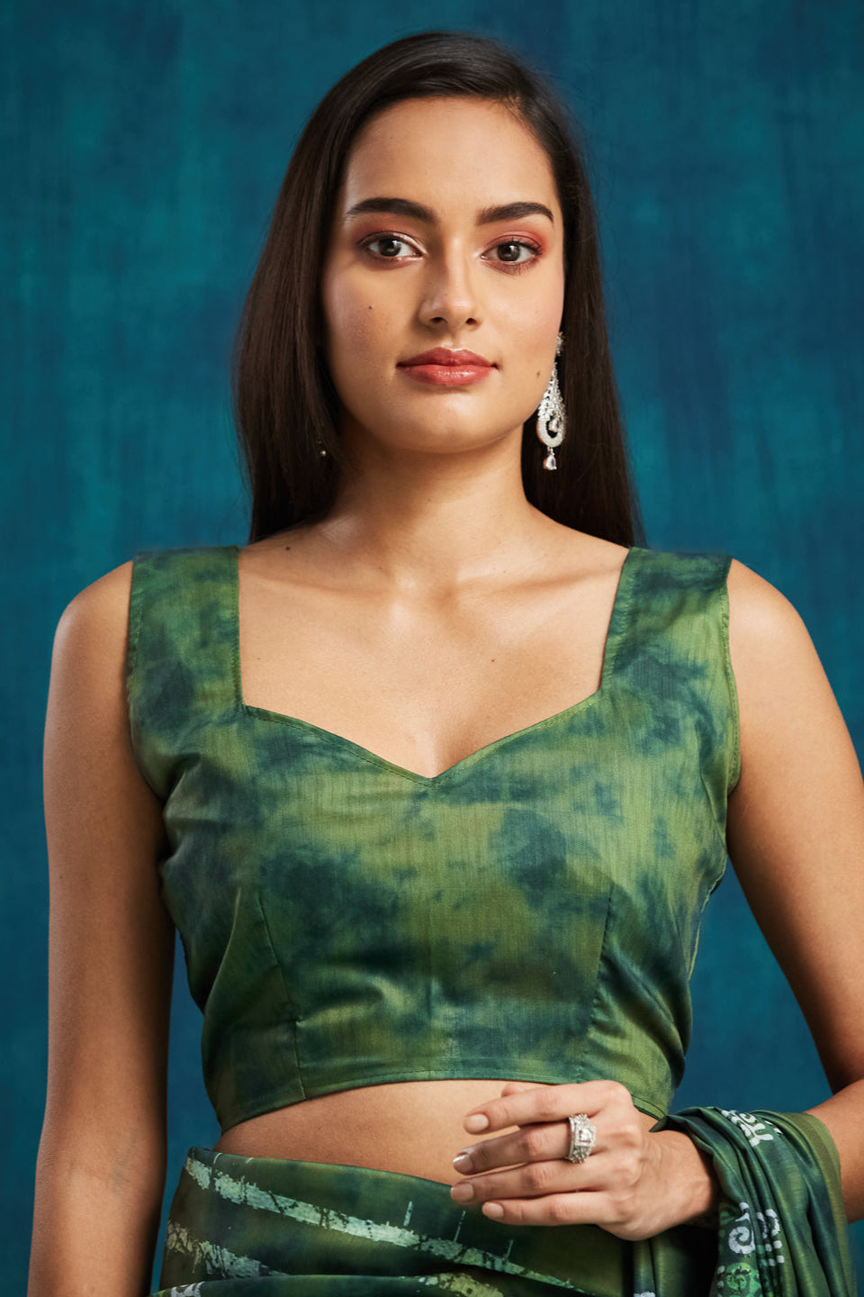 Batik Block Prints Muslin Cotton Ready To Wear Pocket Saree