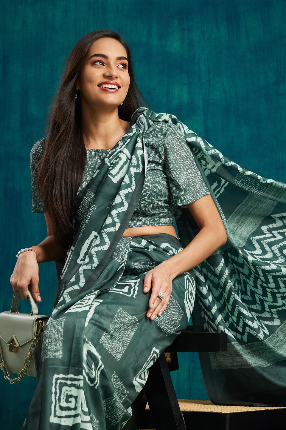 Chevron Prints Muslin Cotton Saree