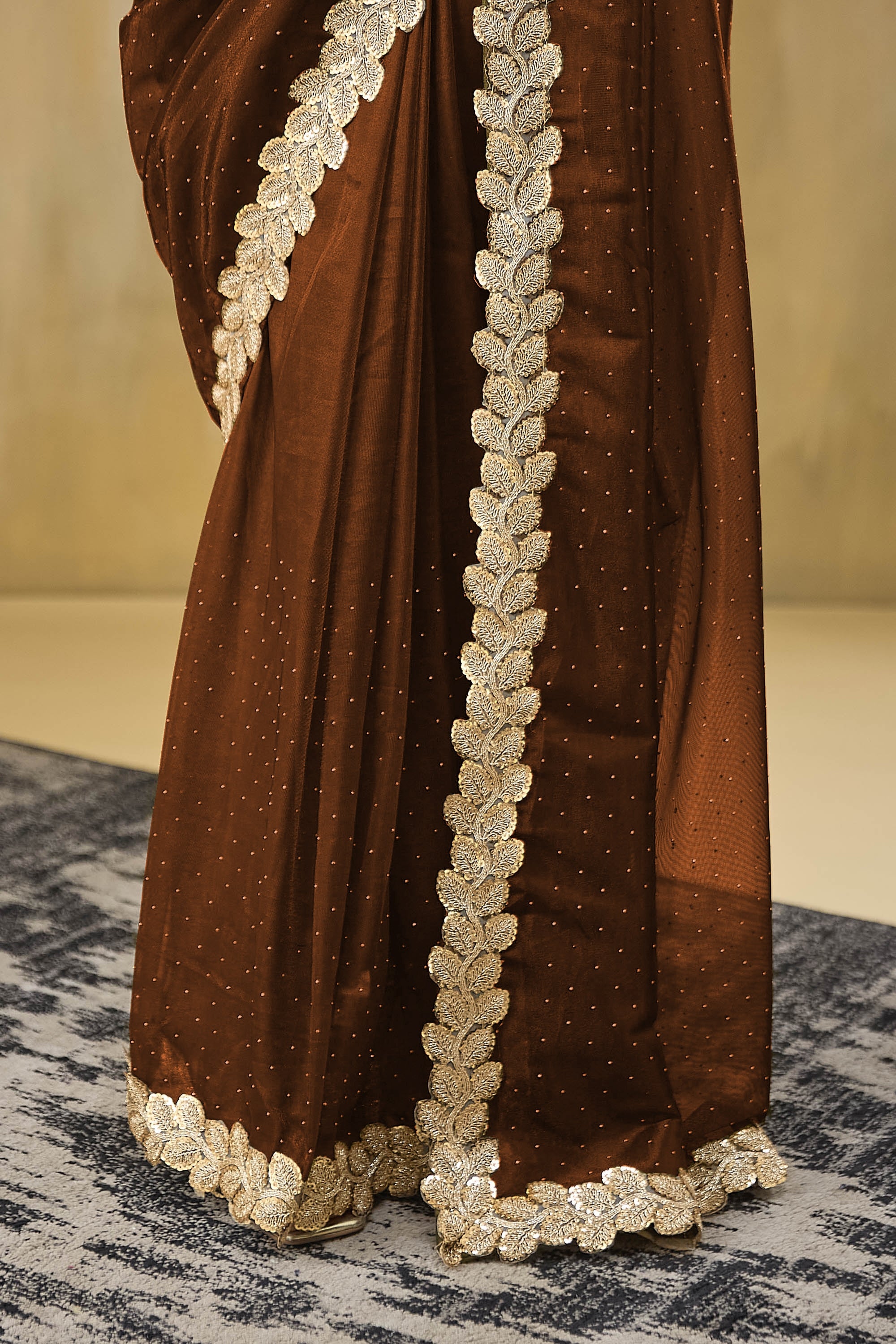 Embellished Lace Border Swarovski Ready To Wear Saree