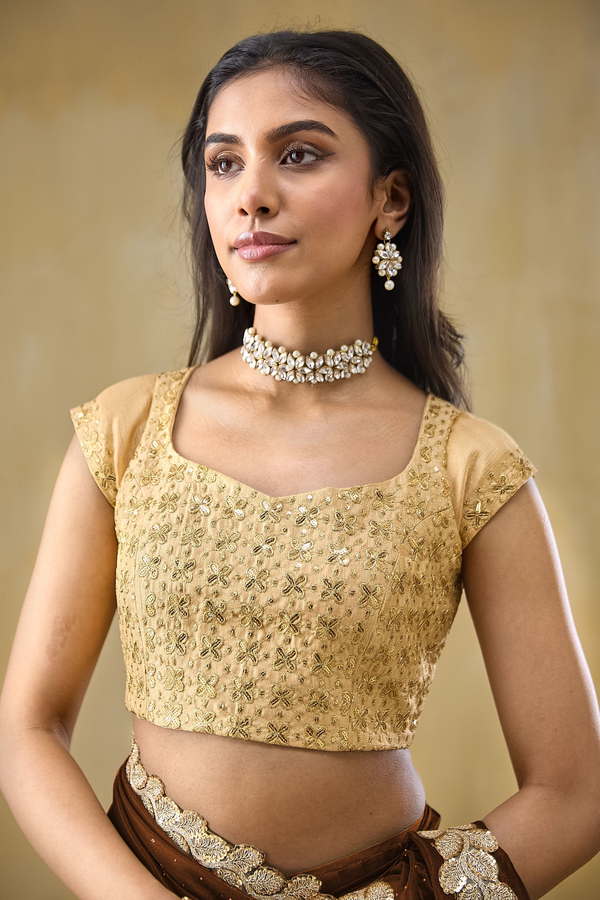 Embellished Lace Border Swarovski Ready To Wear Saree