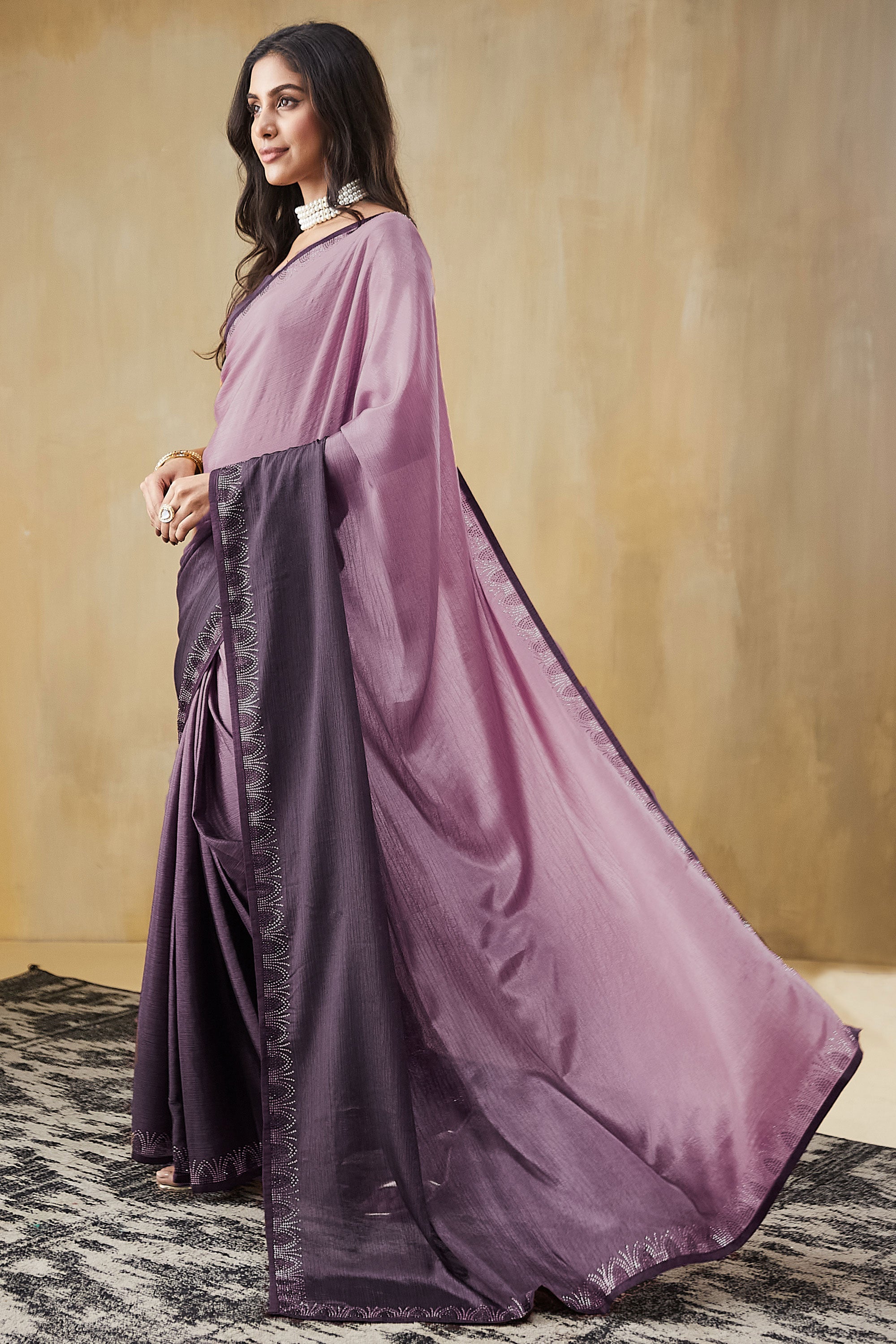 Swarovski Work Border Saree