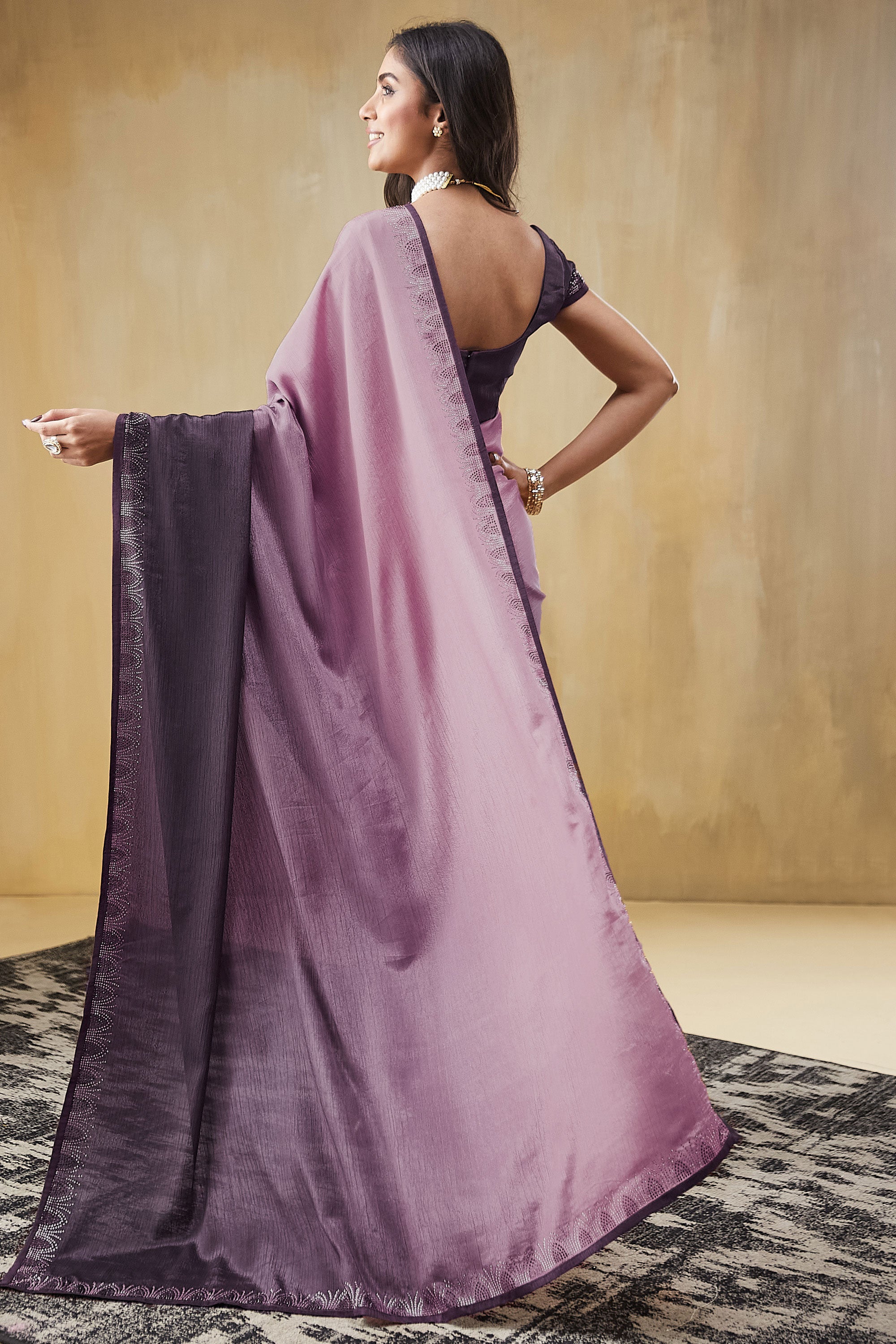 Swarovski Work Border Saree