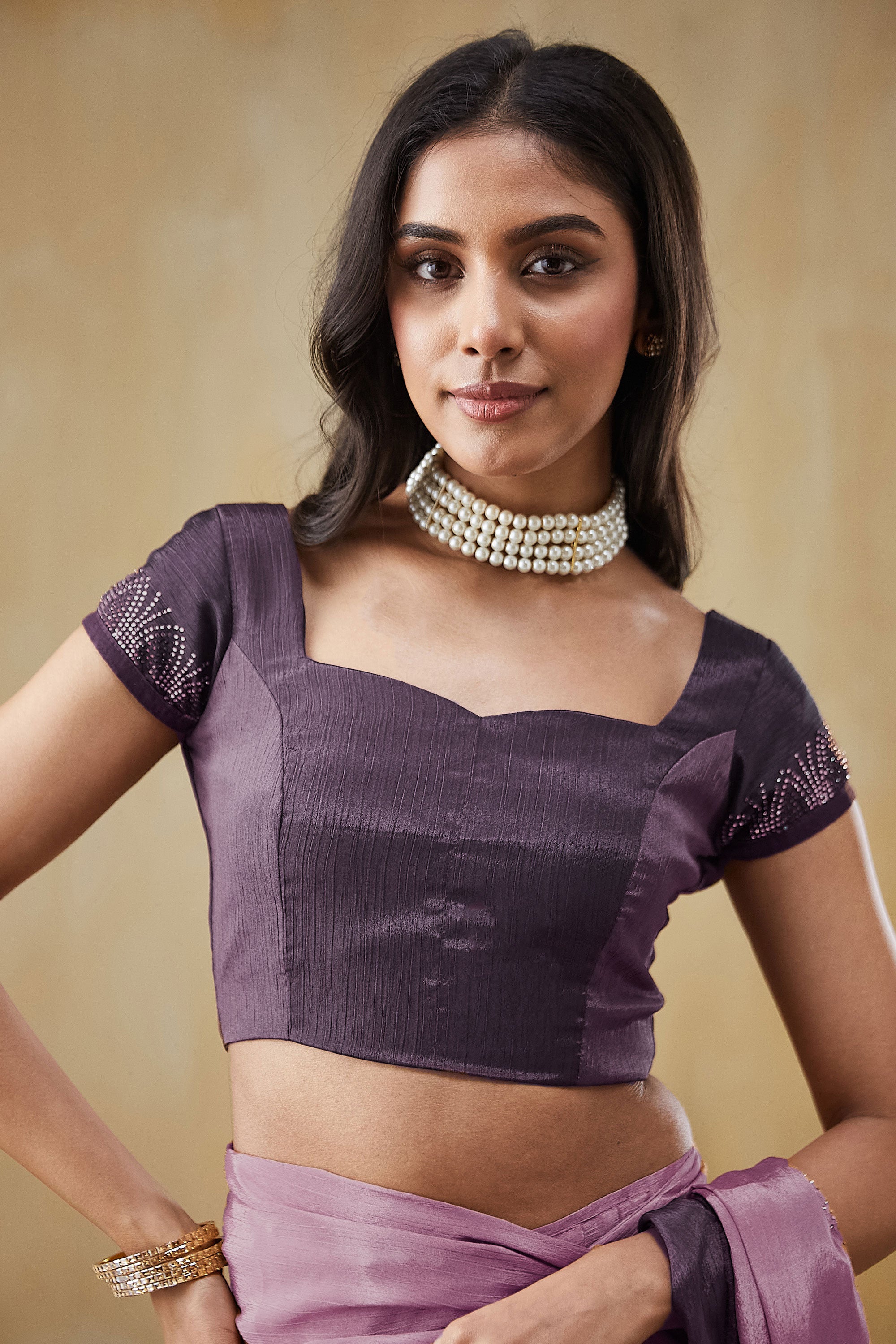 Swarovski Work Border Saree