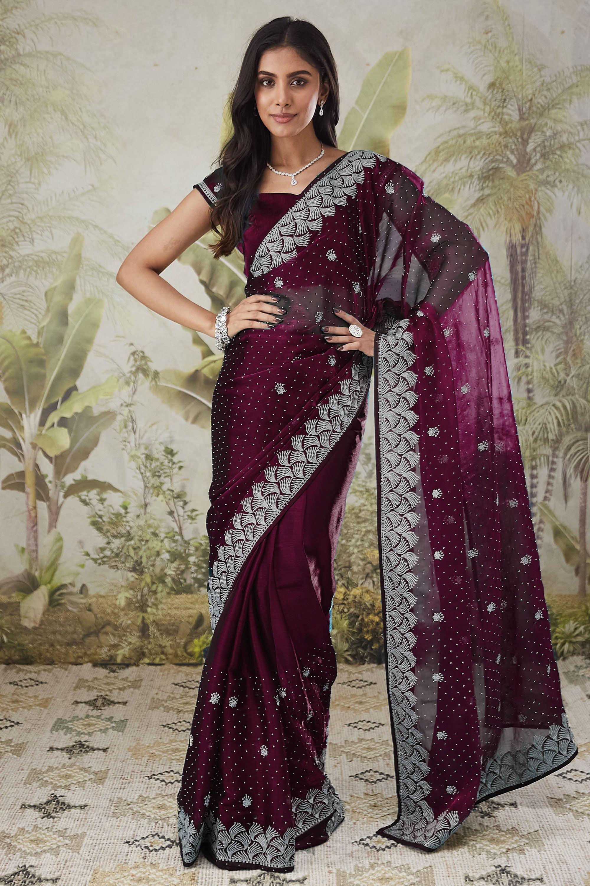 Partywear Embroidered Work  Saree