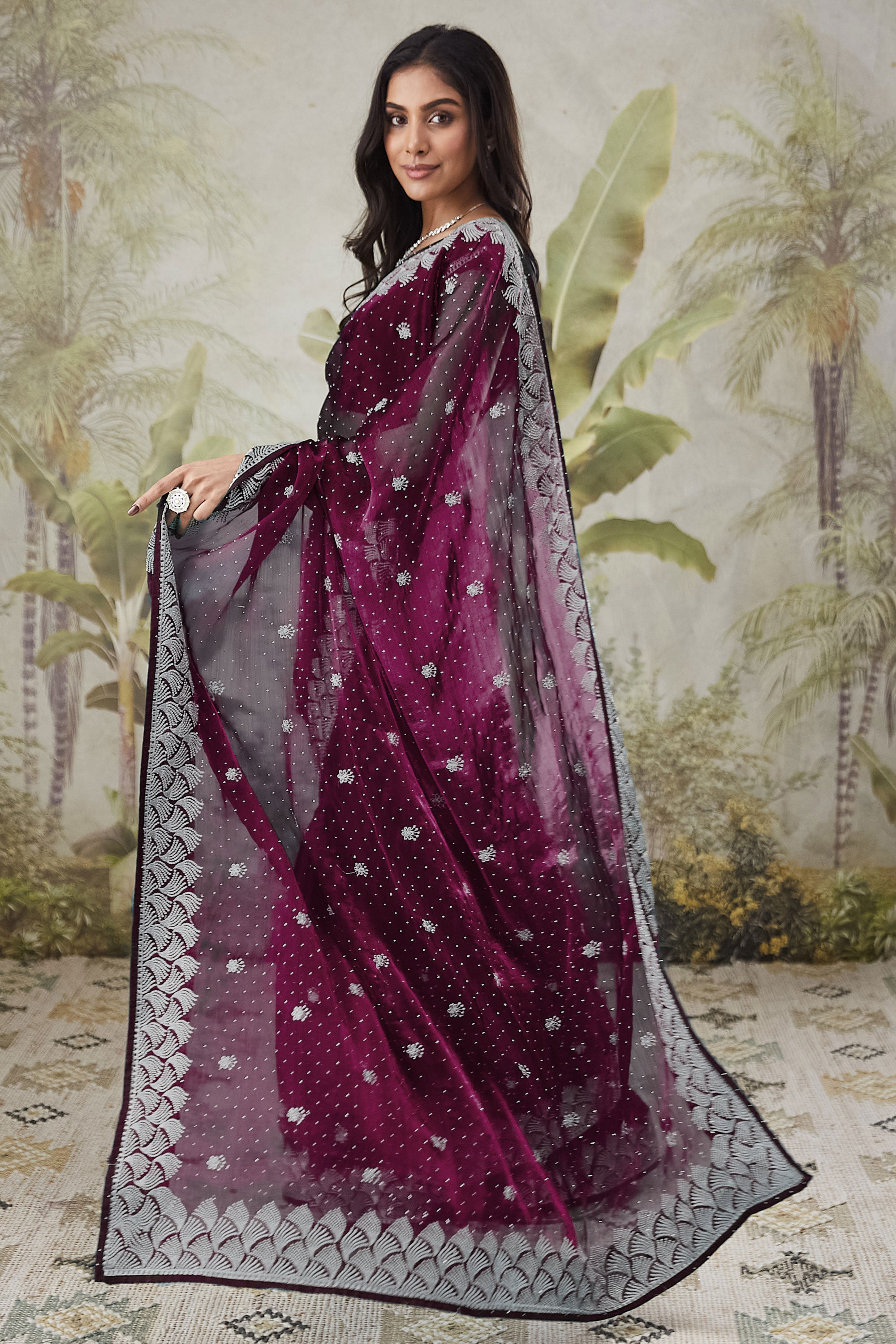 Partywear Embroidered Work  Saree