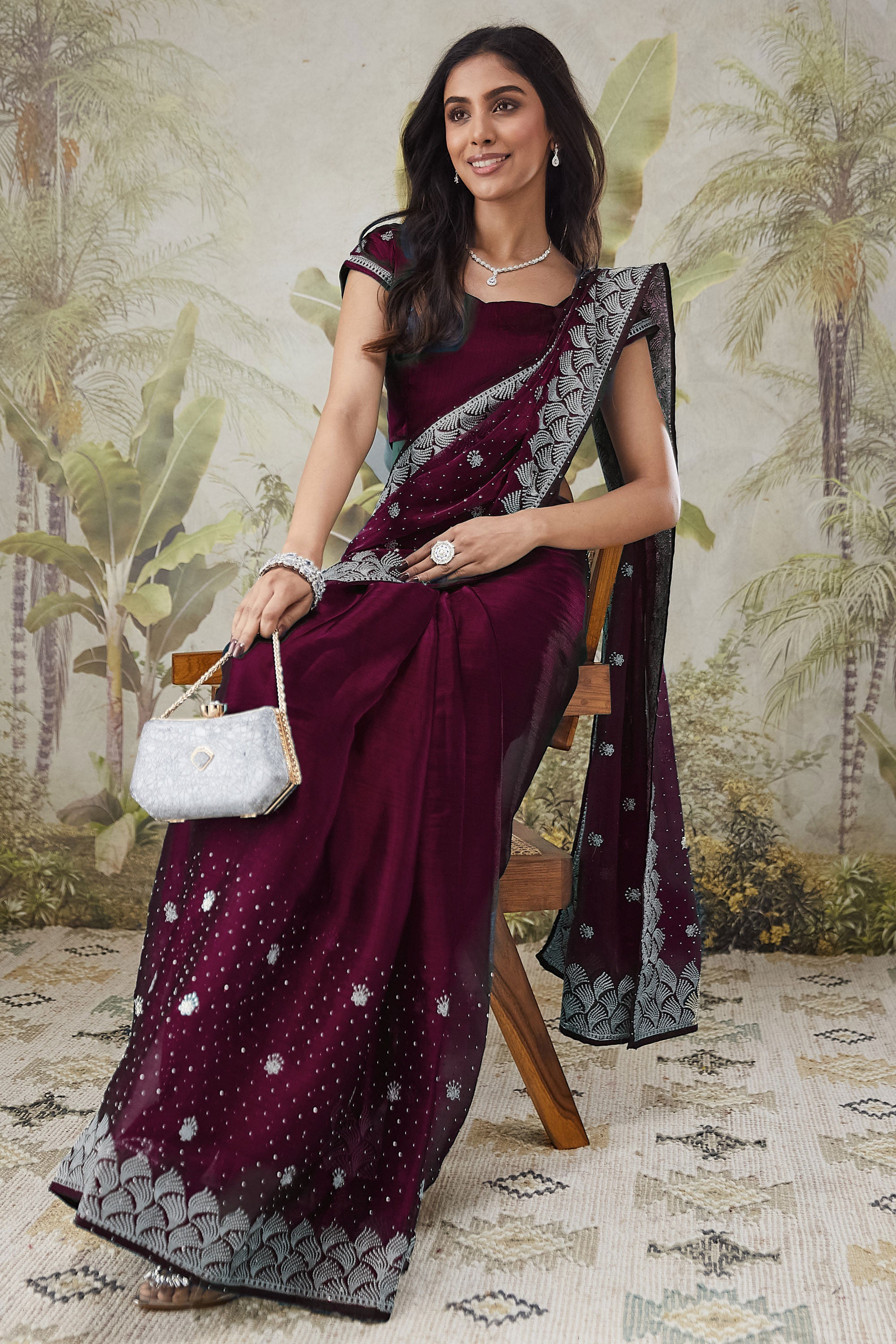 Partywear Embroidered Work  Saree