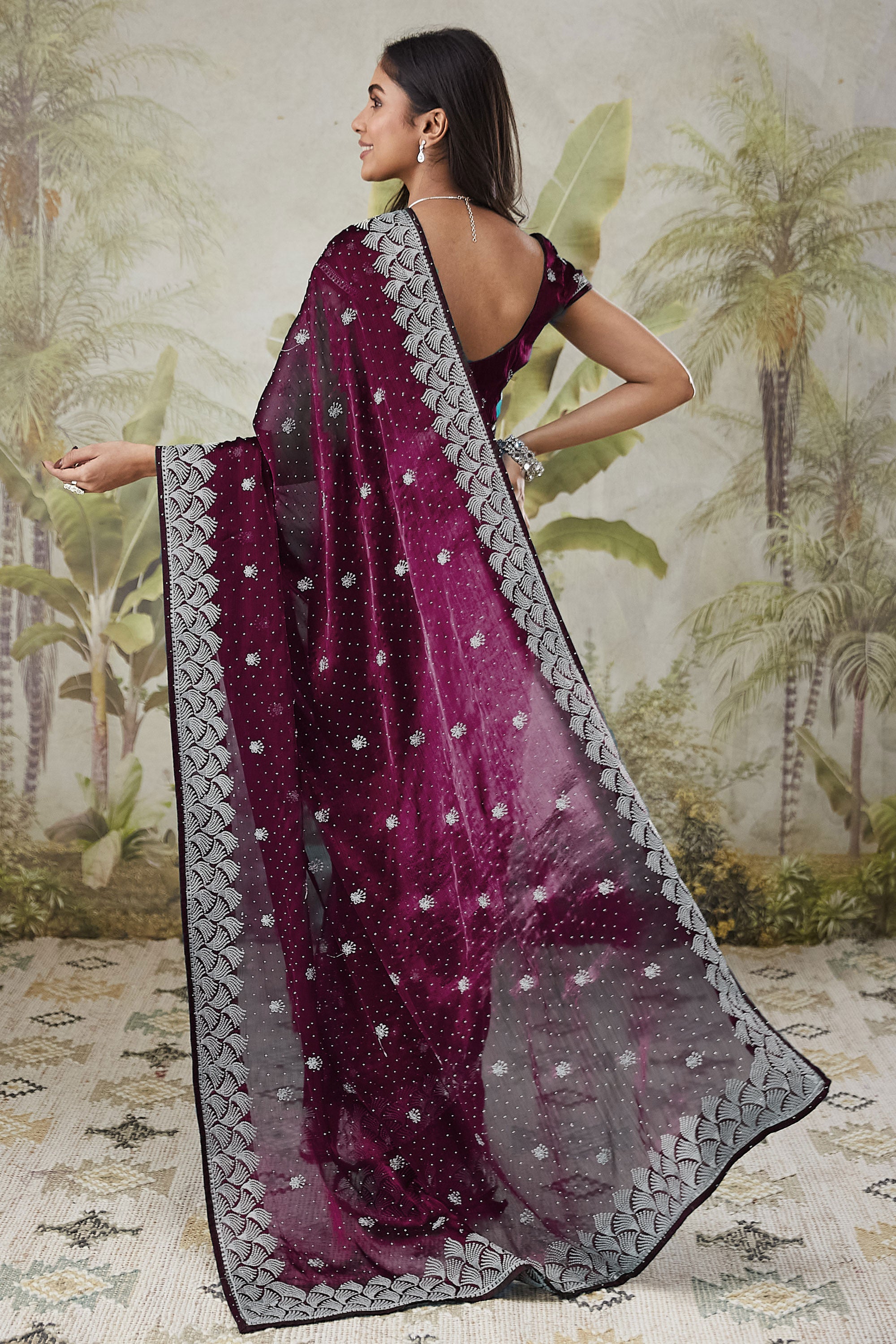 Partywear Embroidered Work  Saree
