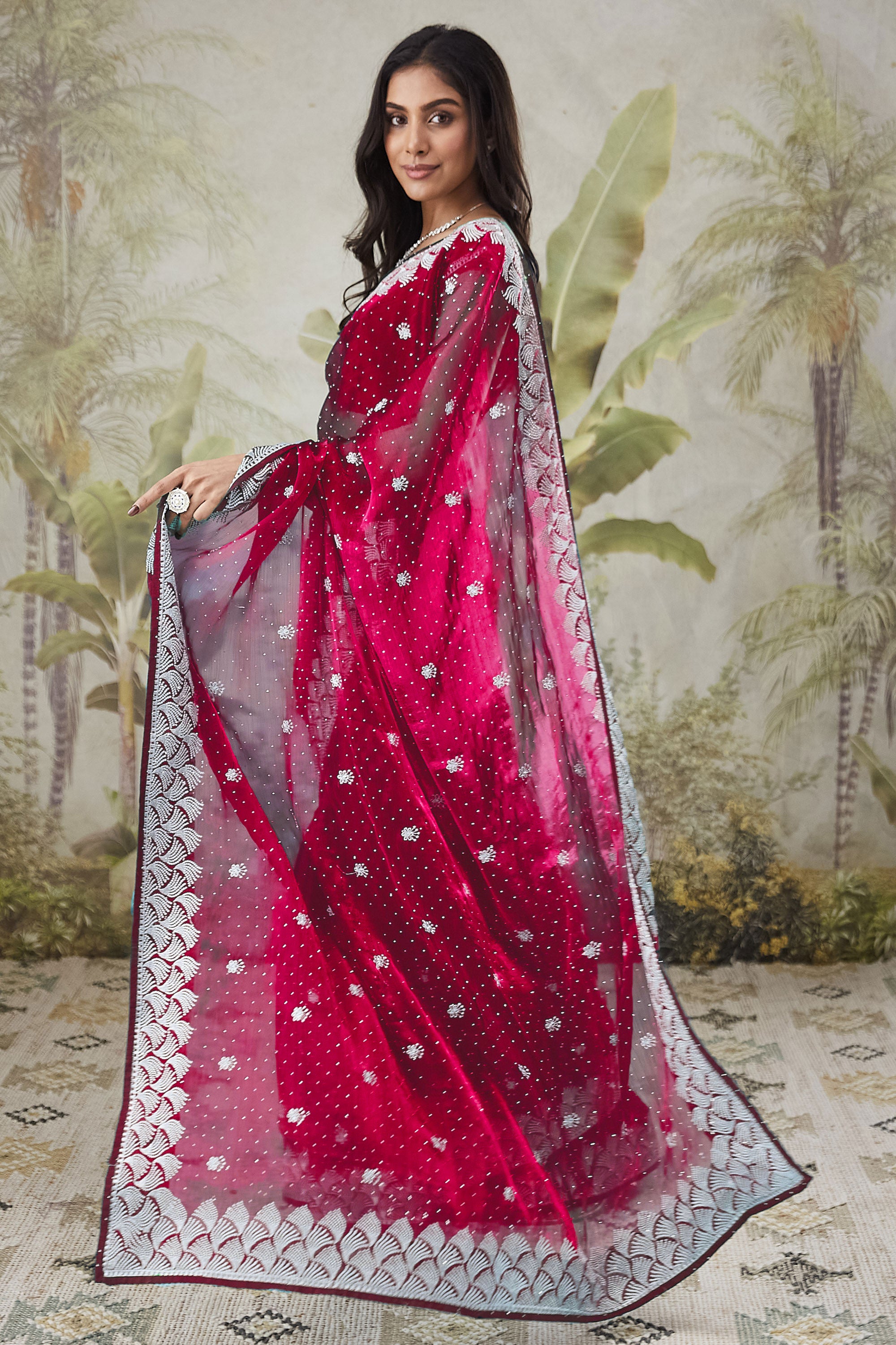 Partywear Embroidered Work  Saree