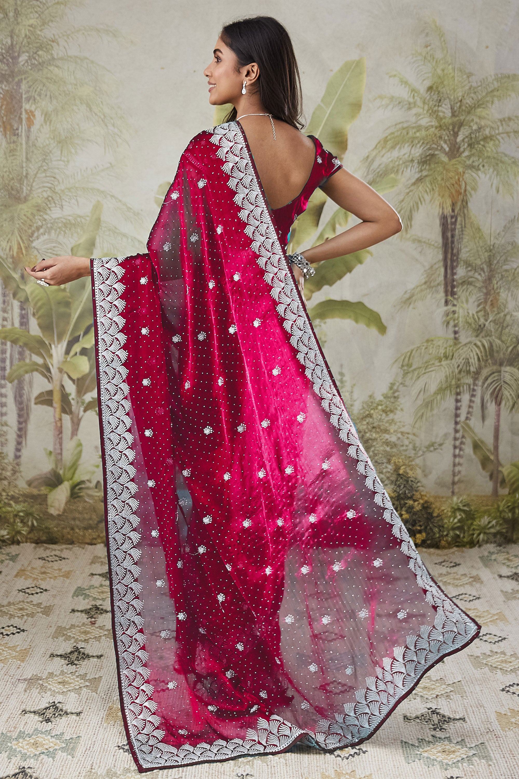 Partywear Embroidered Work  Saree