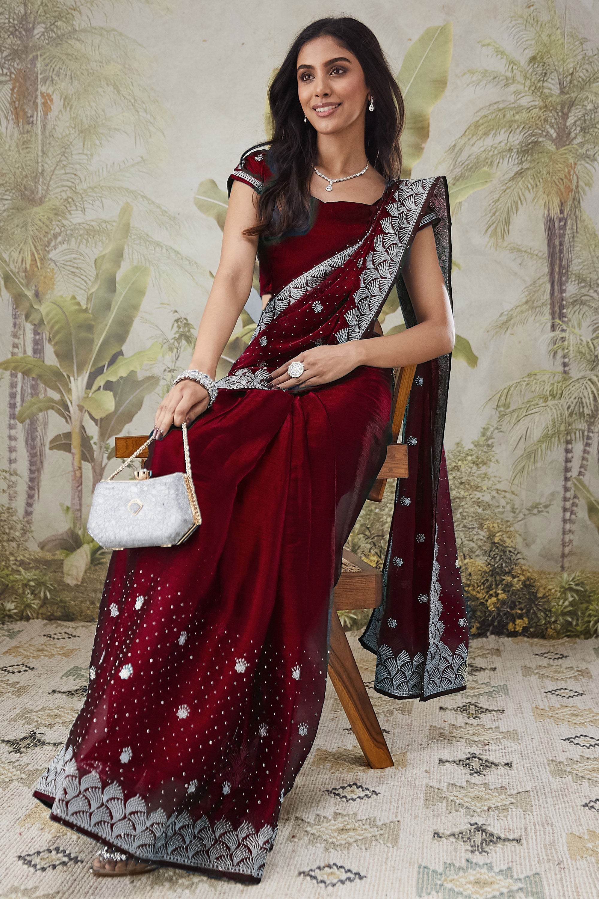 Partywear Embroidered Work Saree