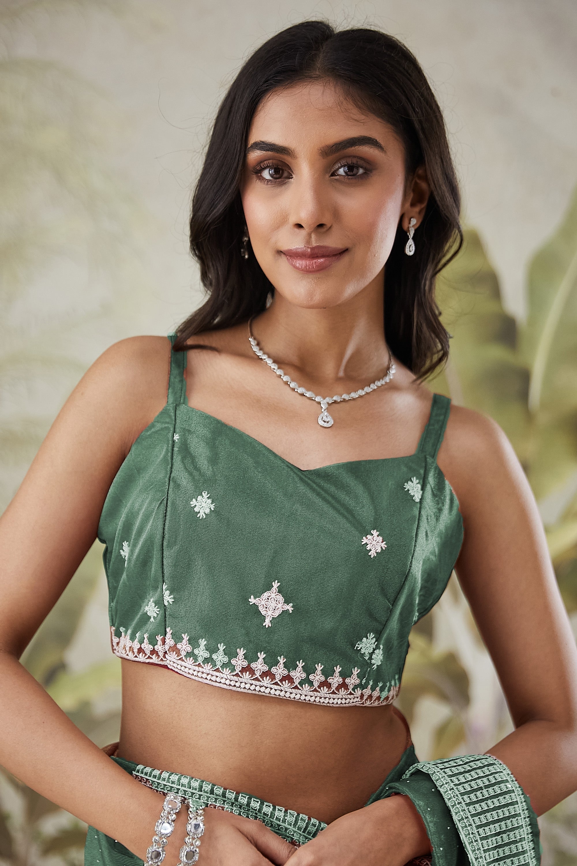 Partywear Embroidered Patta Ready To Wear Saree