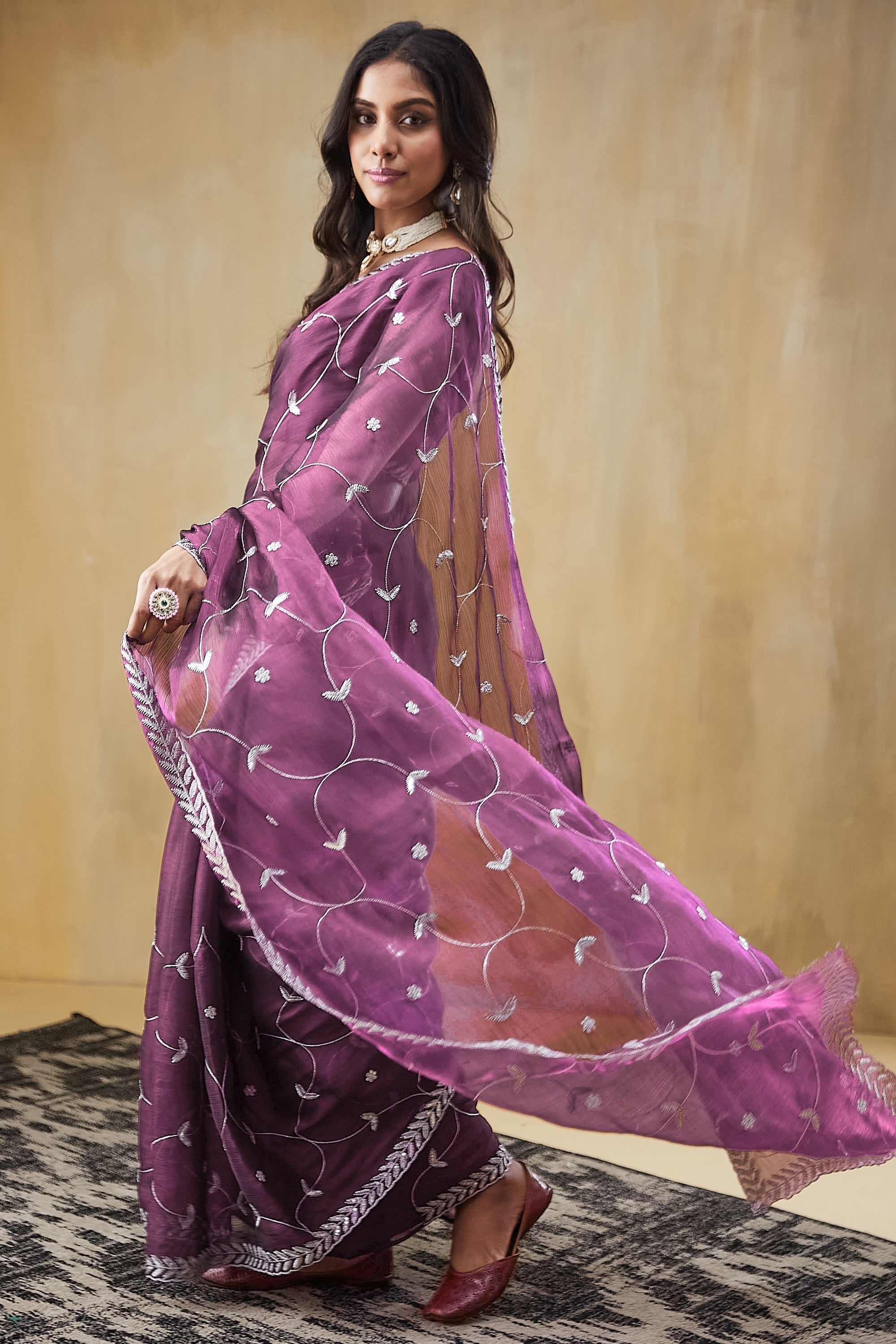 Embroidery Work Ready To Wear Saree