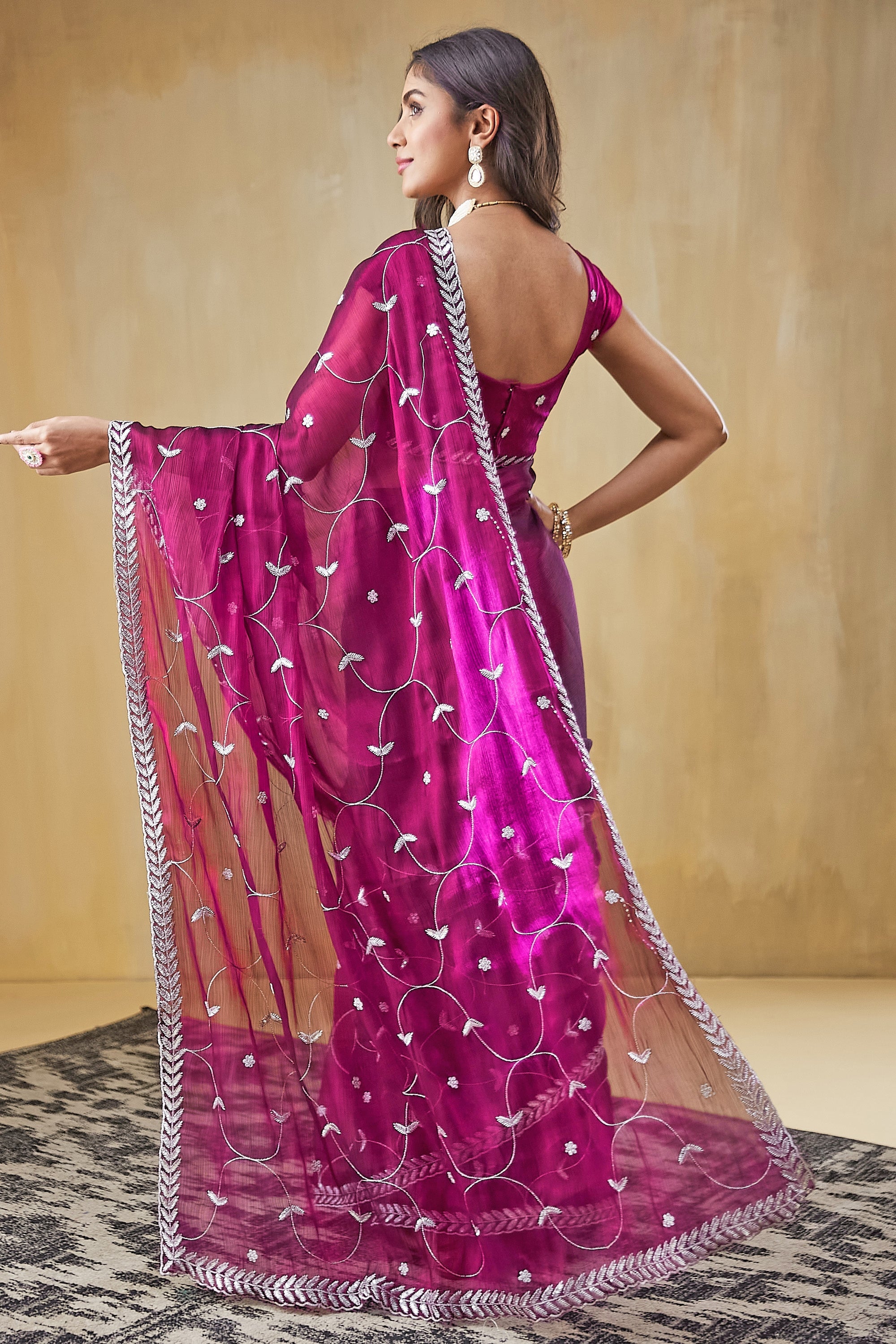 Embroidery Work Ready To Wear Saree