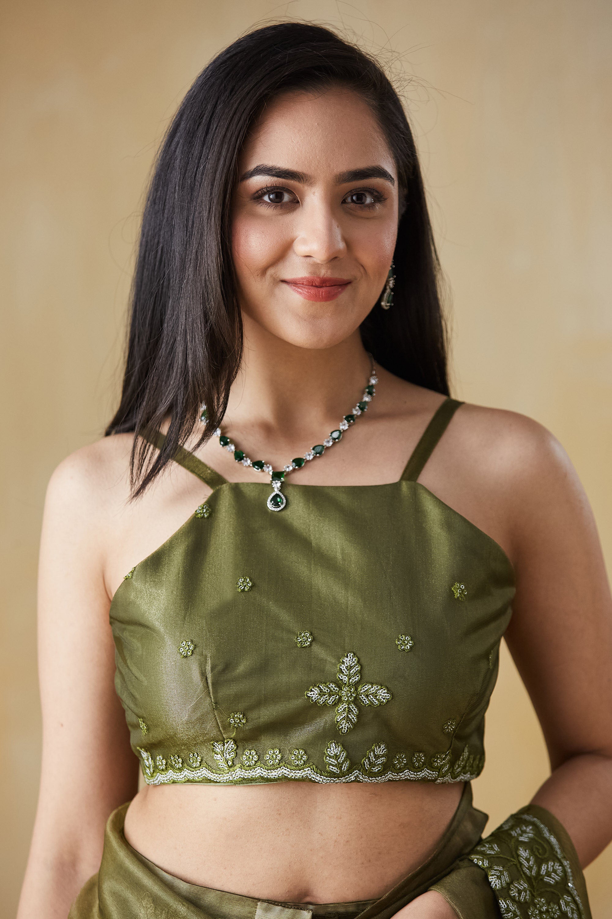 Floral Embroidery Work Ready To Wear Saree