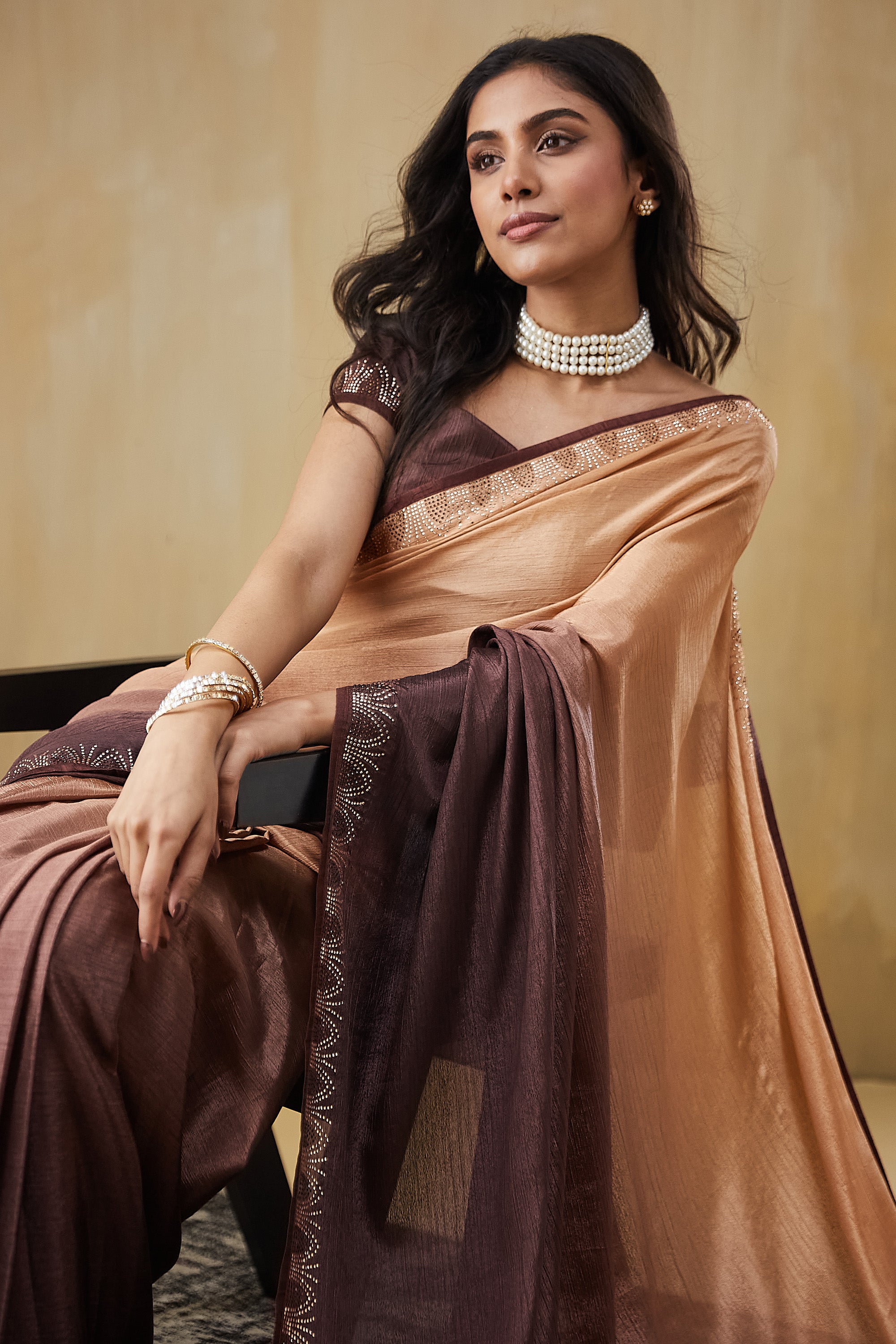 Swarovski Work Border Ready To Wear Saree