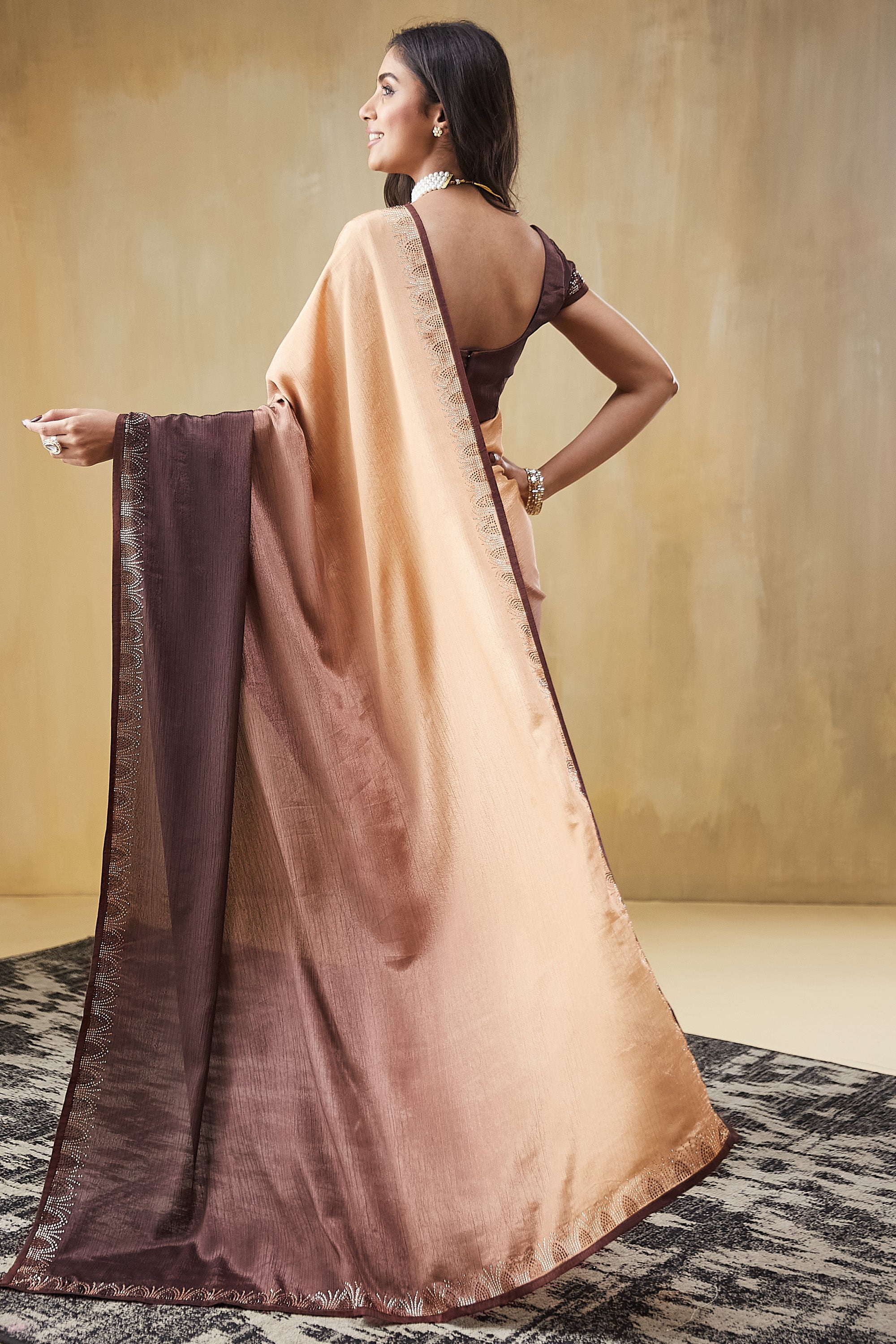 Swarovski Work Border Ready To Wear Saree