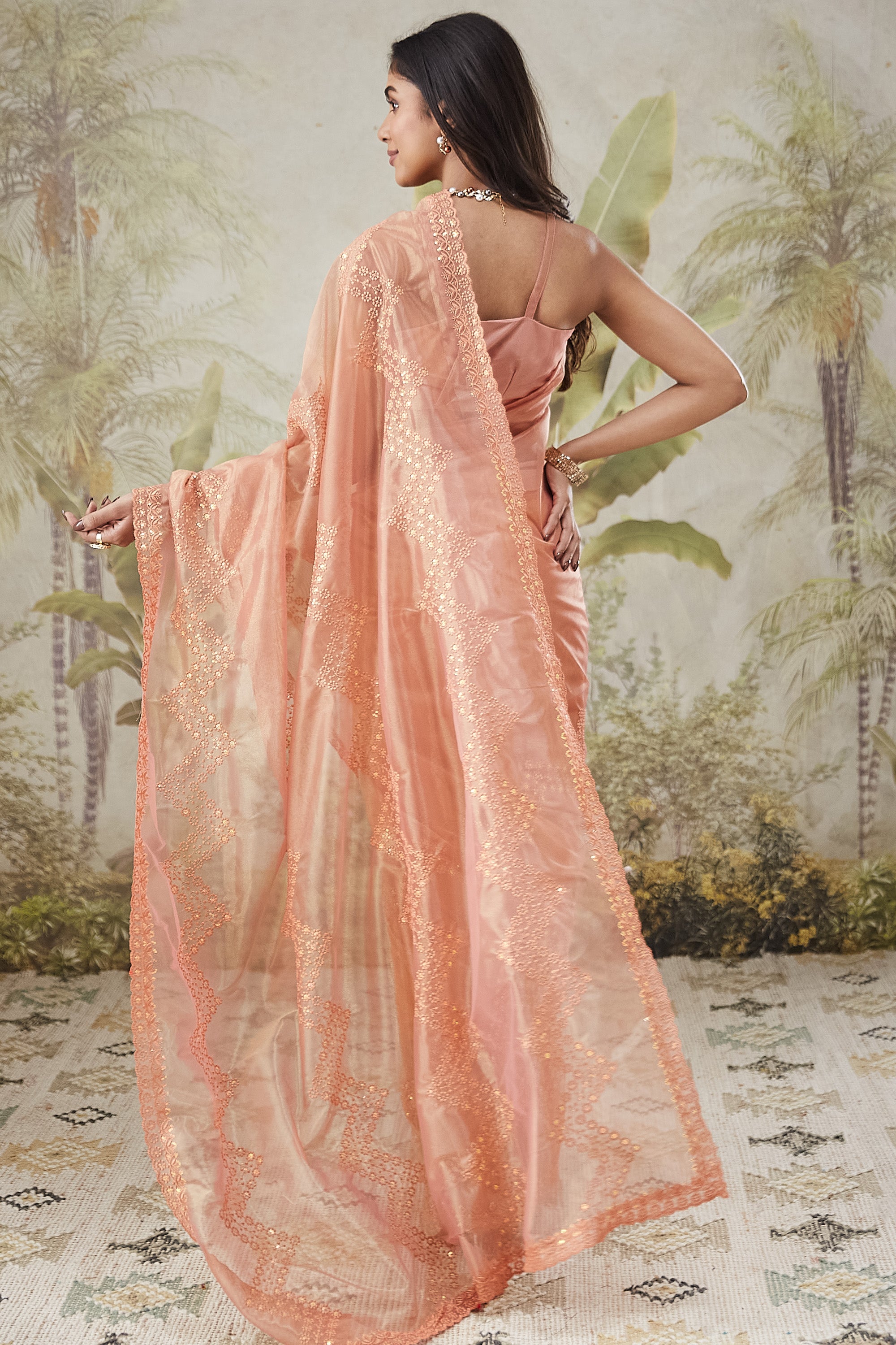 Embroidered Work Net Ready To Wear Saree