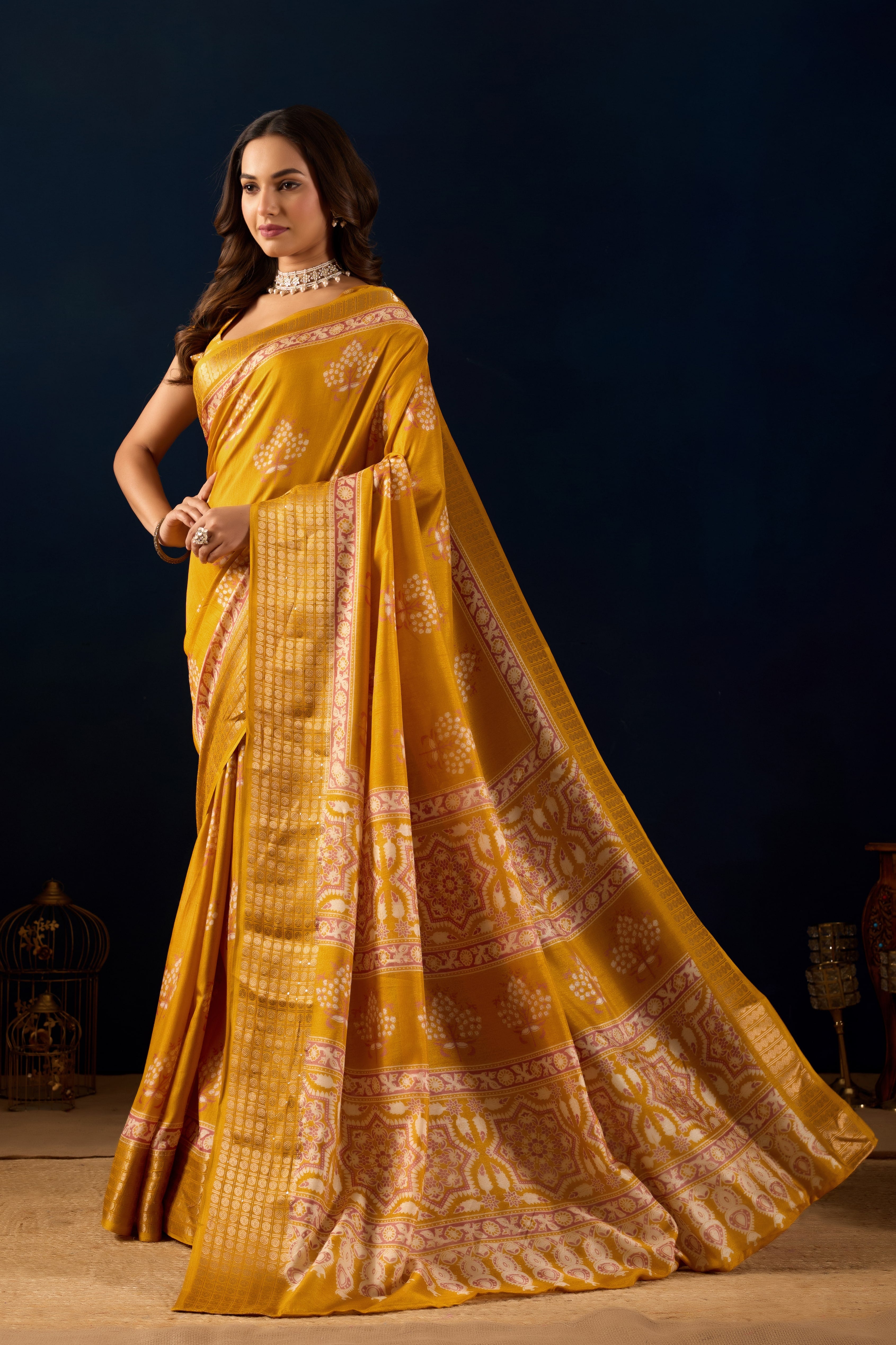 Yellow Silk Cotton Silk Woven Ready to Wear Saree