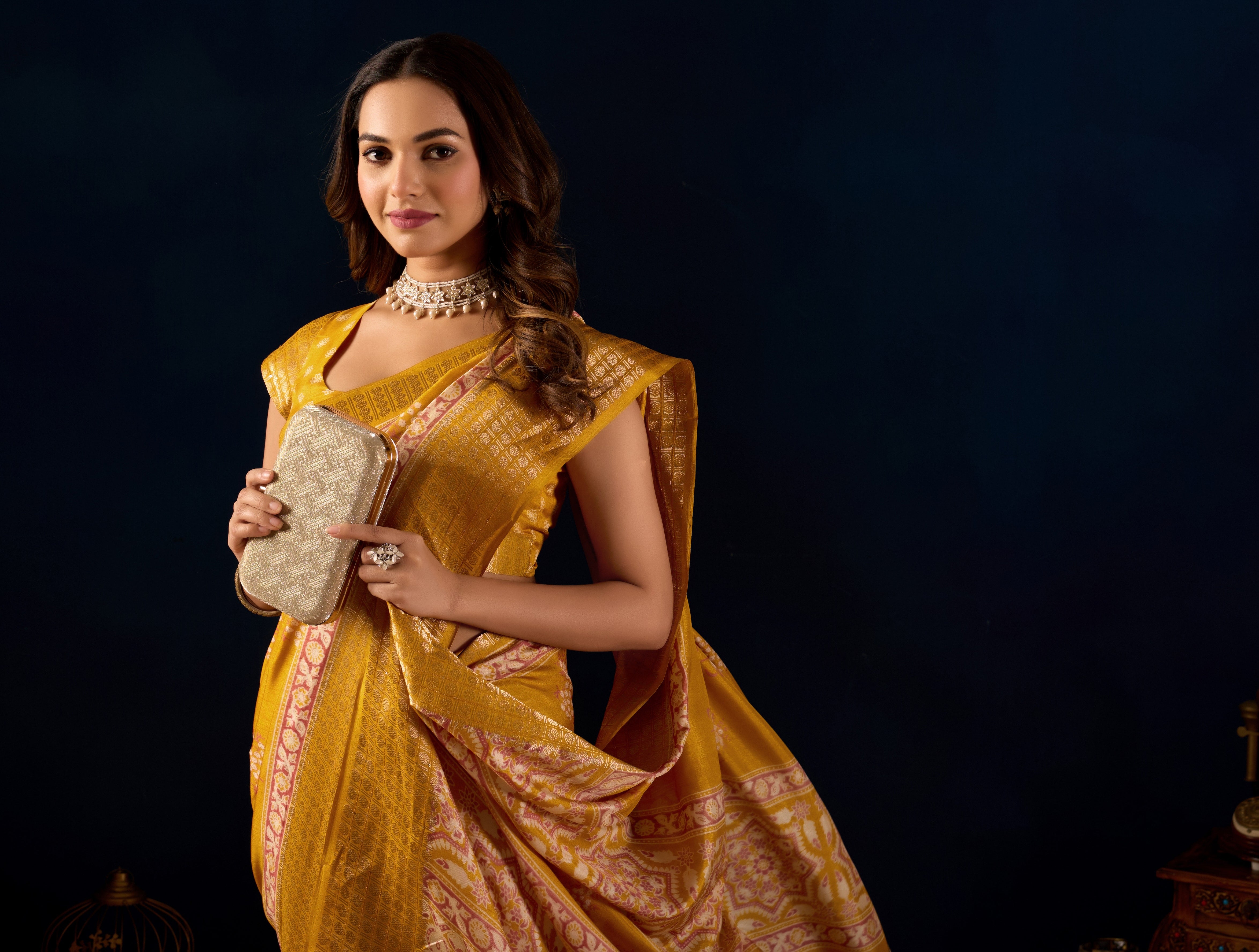 Yellow Silk Cotton Silk Woven Ready to Wear Saree
