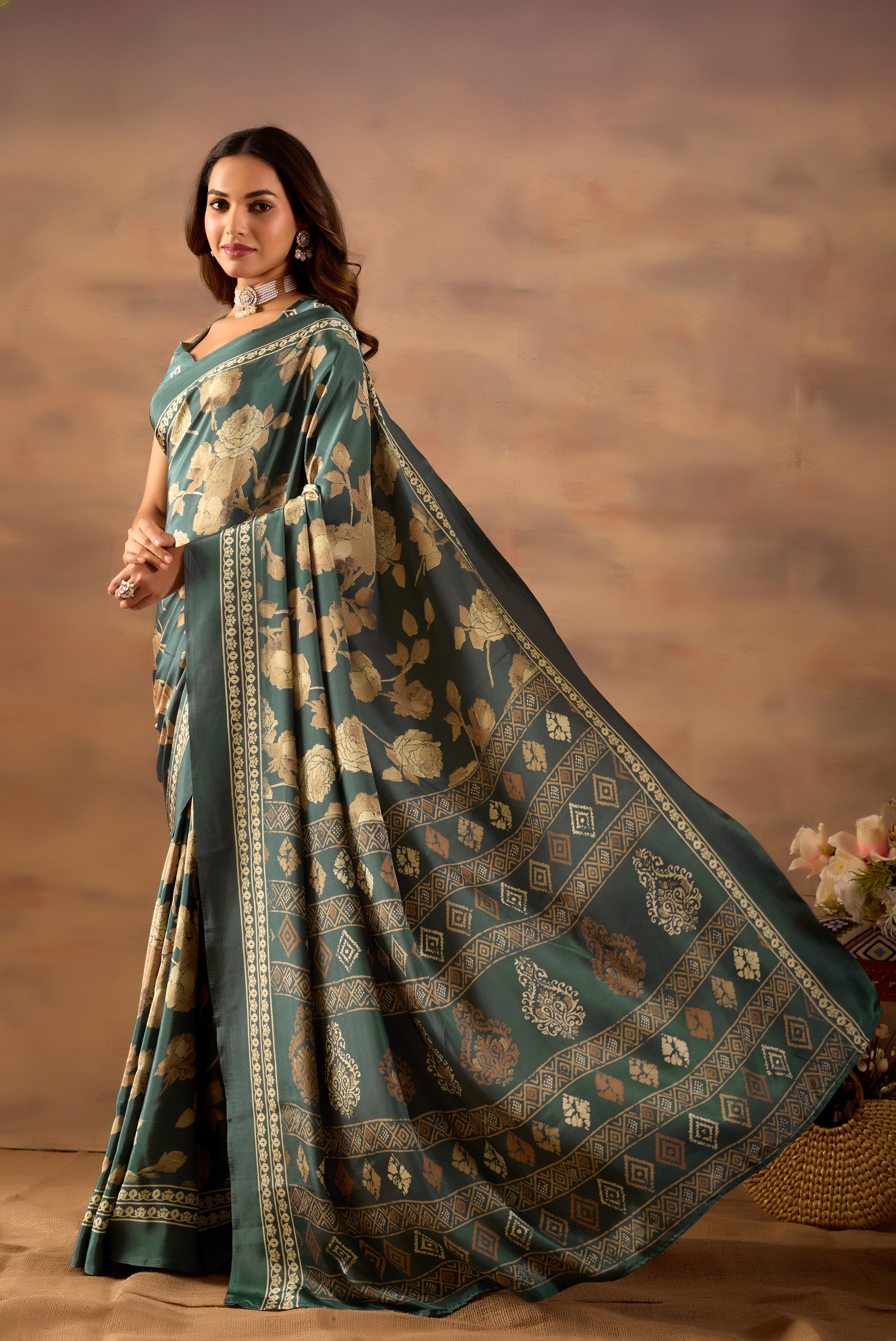 A Modern Symphony of Vintage Florals and Timeless Grace.