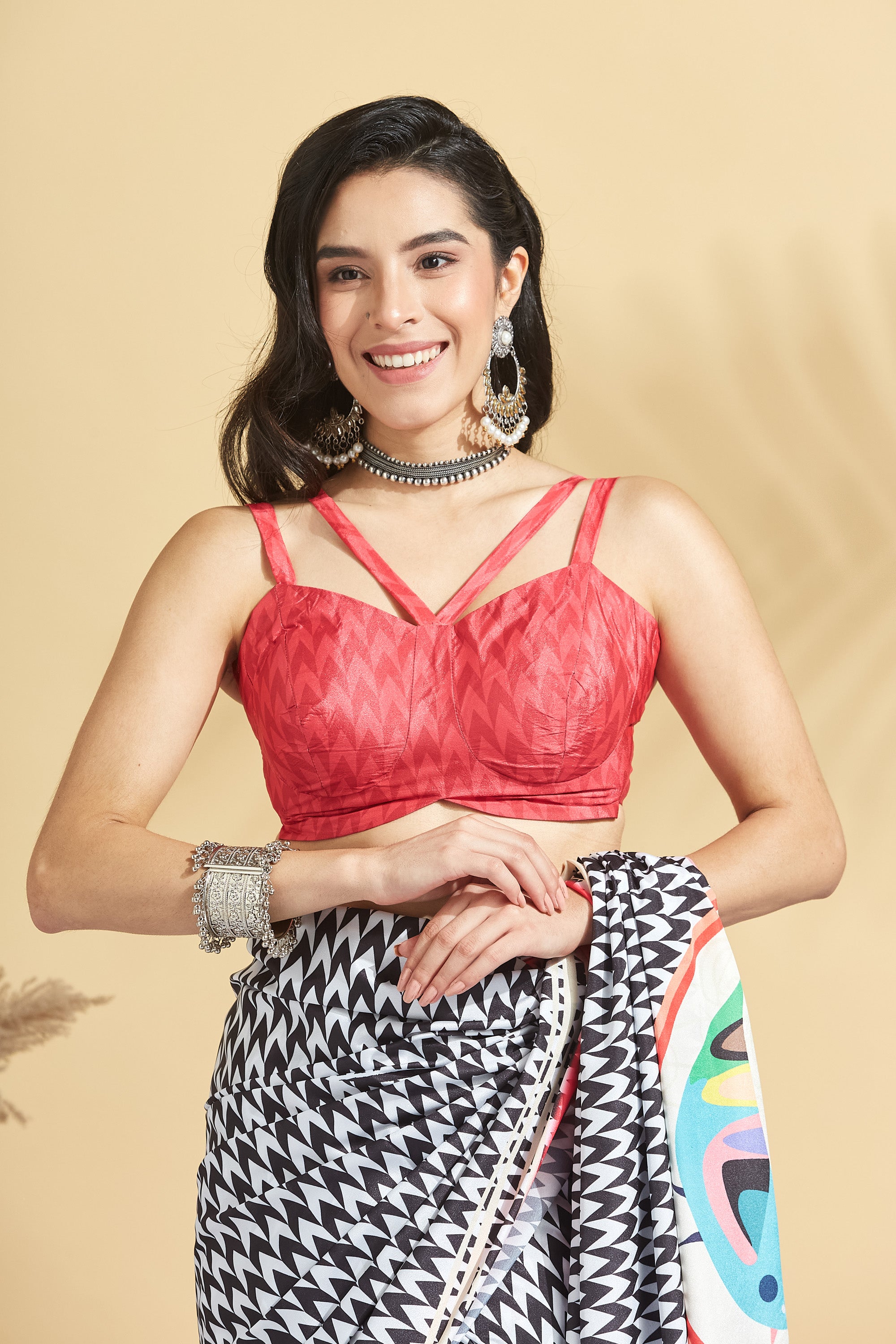 Digital Printed Geometric Bird Print Saree