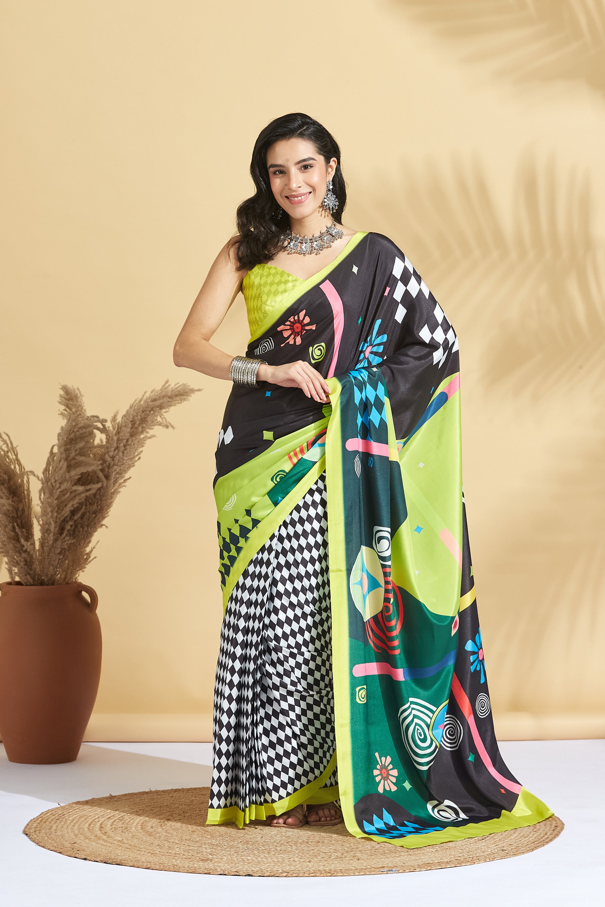 Digital Printed Chess Crape Saree