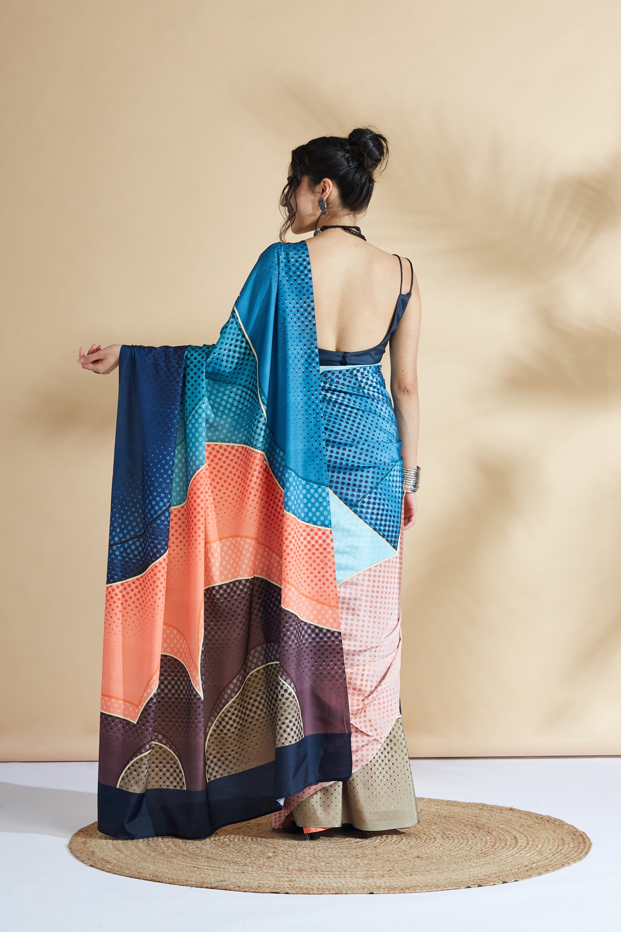 Polka Dots Digital Printed Crape Saree