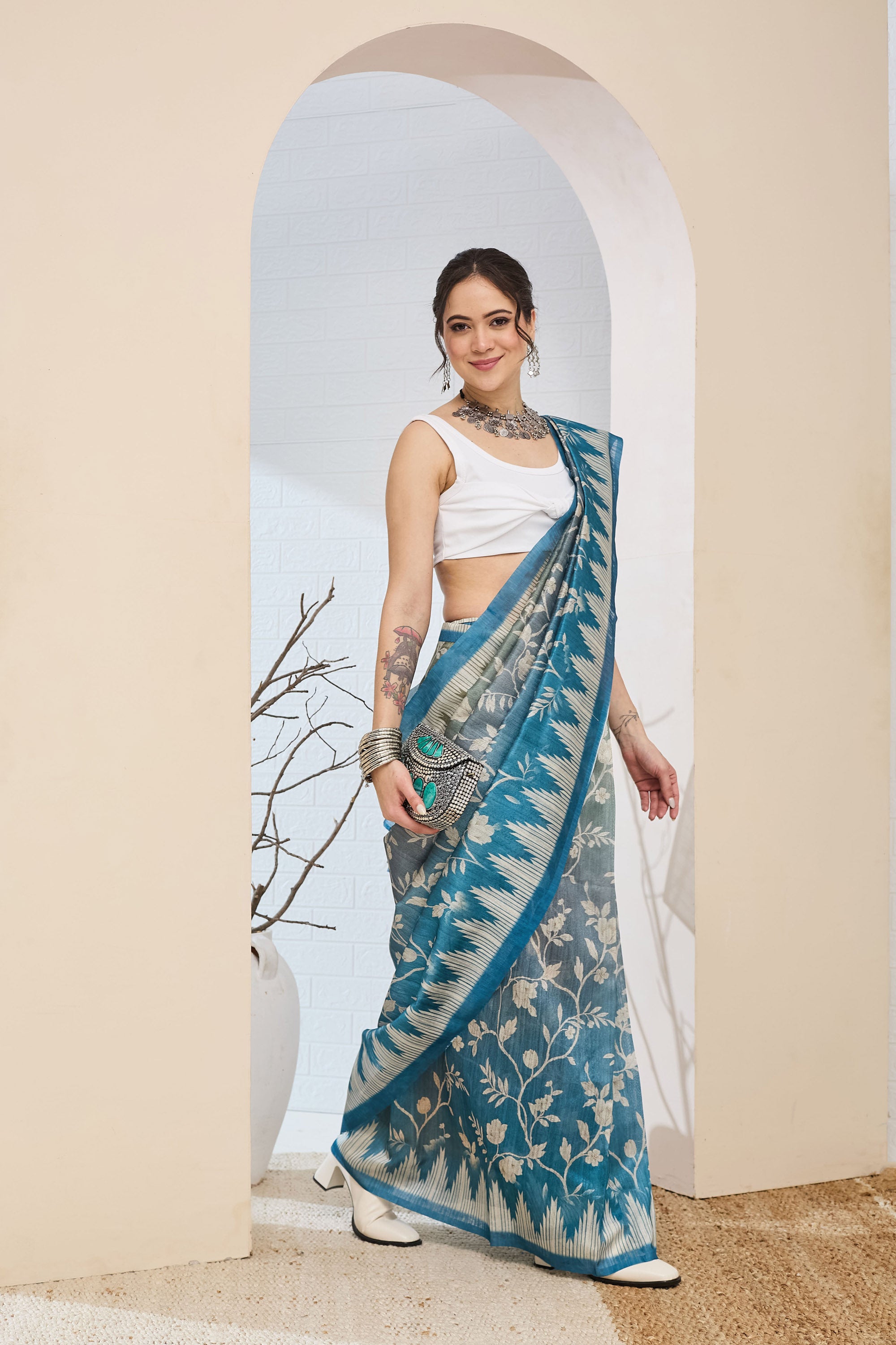 Amazing Green Color Silk Ready To Wear Saree