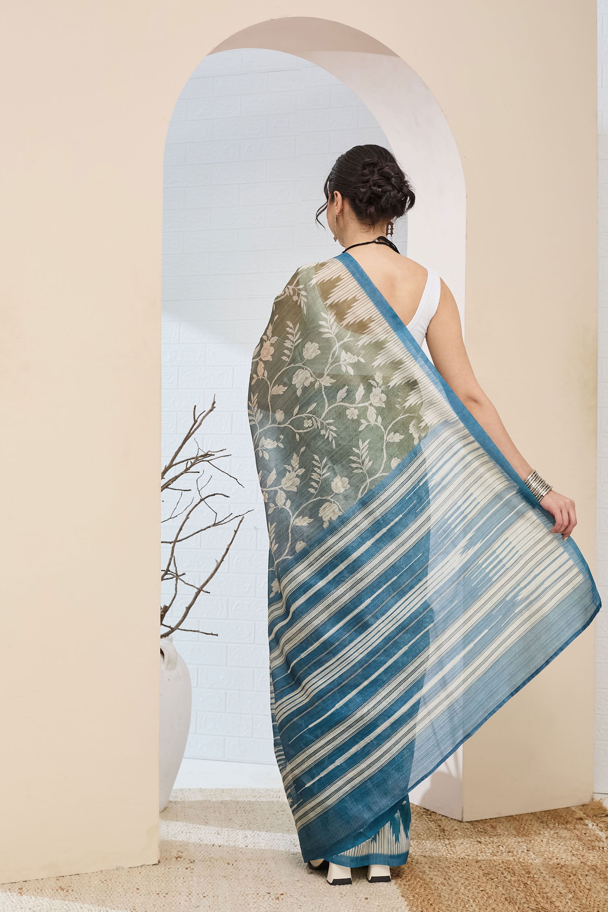 Amazing Green Color Silk Ready To Wear Saree