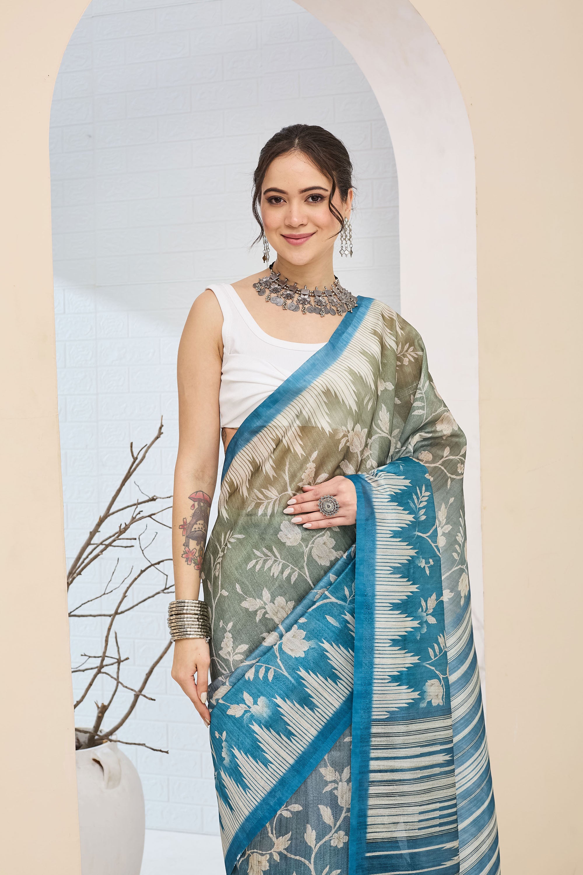 Amazing Green Color Silk Ready To Wear Saree