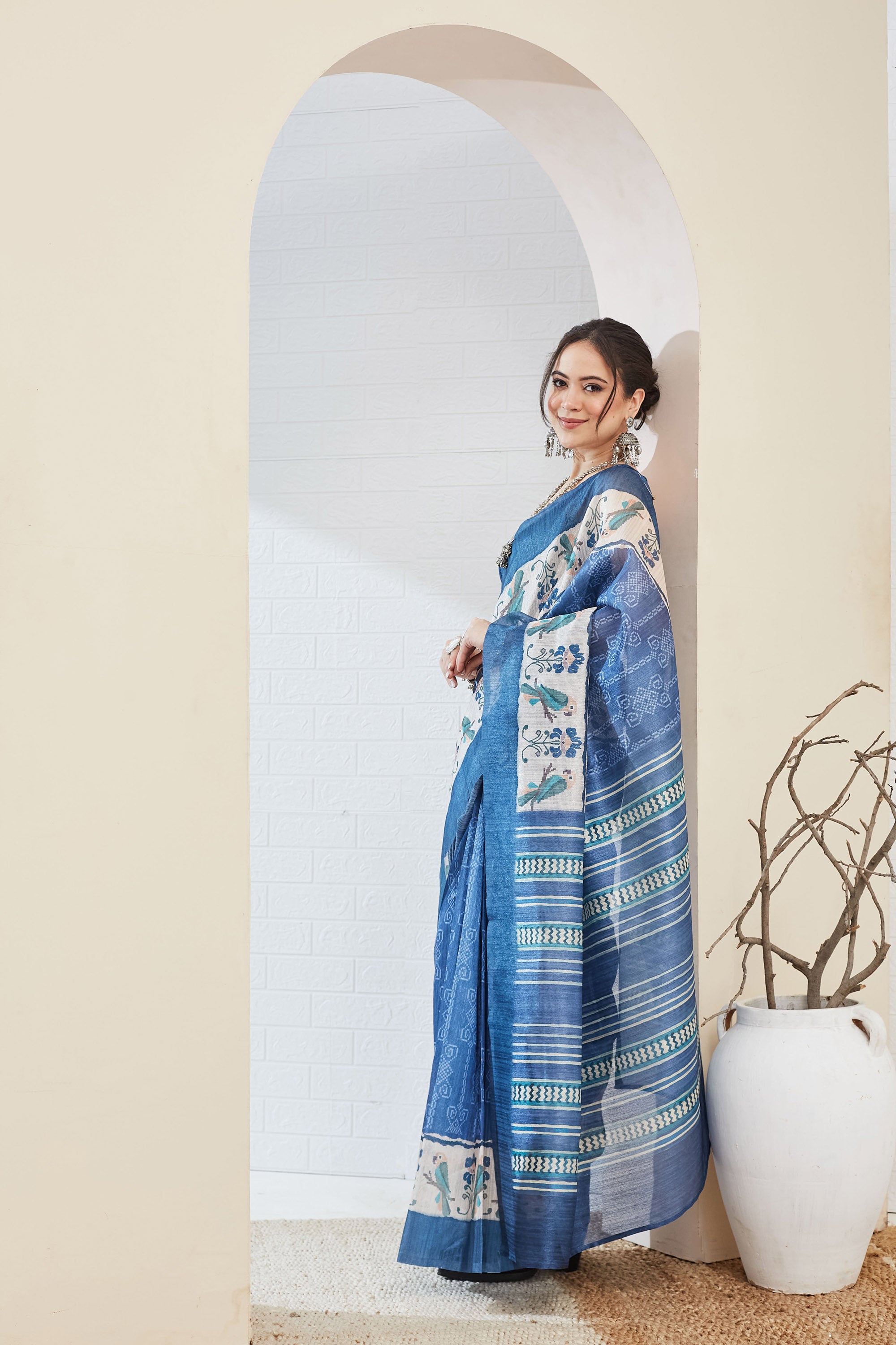Amazing Blue Color Silk Ready To Wear Saree
