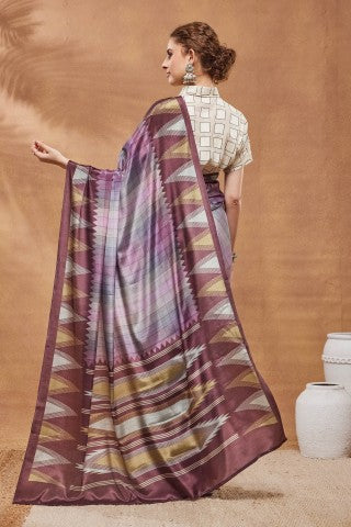 Pink Color Floral Printed Silk Blend Ready to Wear Saree