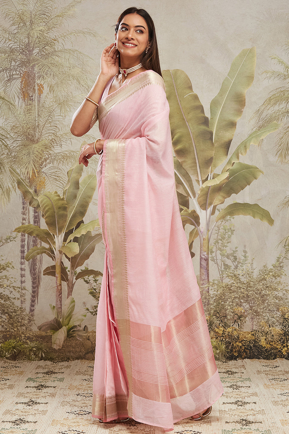 Kasab Zari Border Woven Cotton Silk Saree