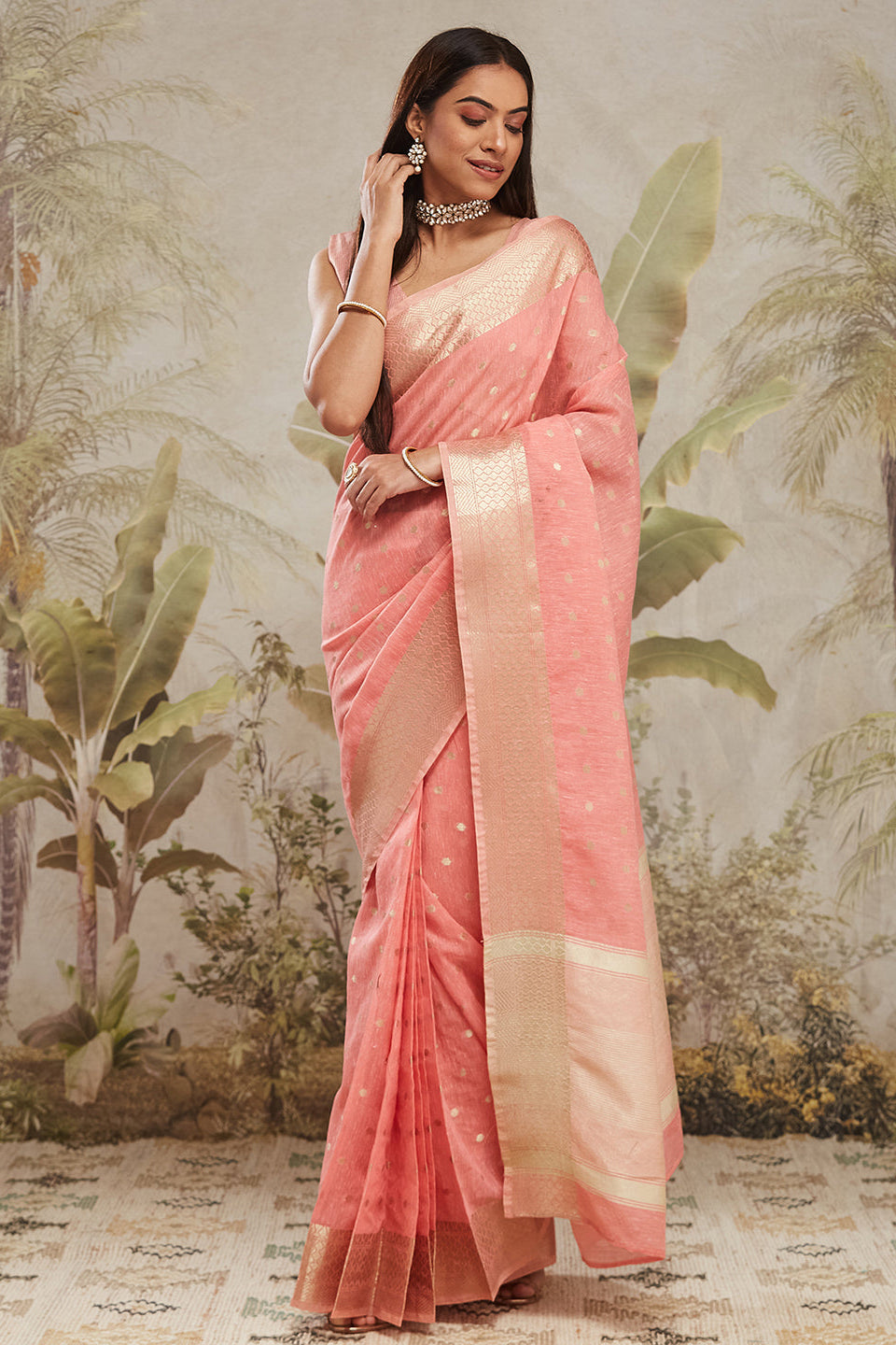 Kasab Zari Border Woven Cotton Silk Ready To Wear Saree