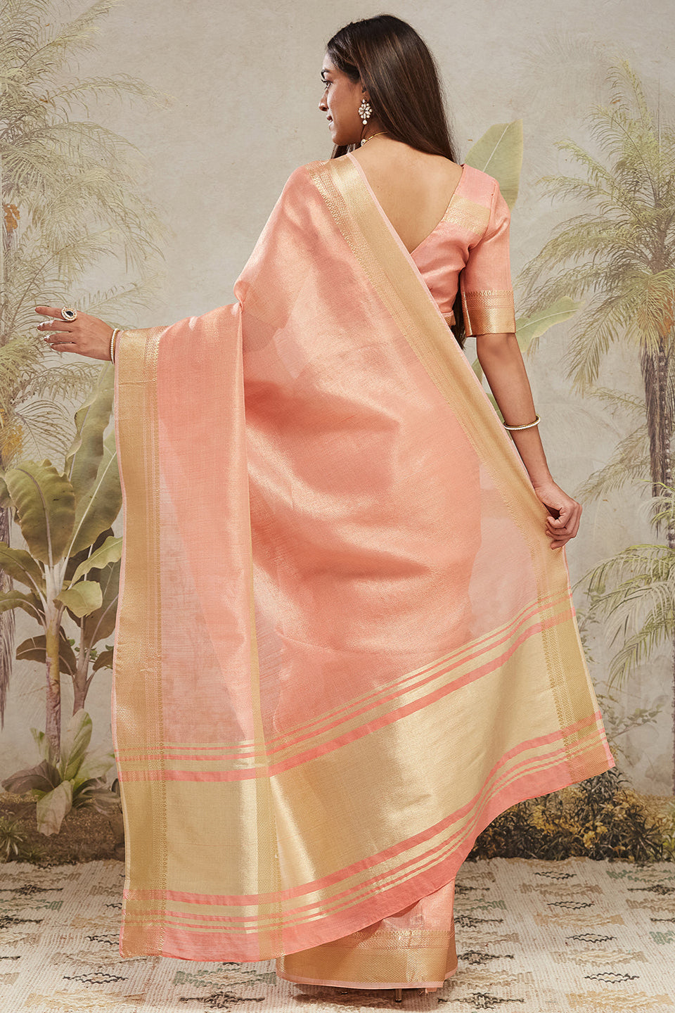 Kanjivaram Zari Border Cotton Silk  Saree