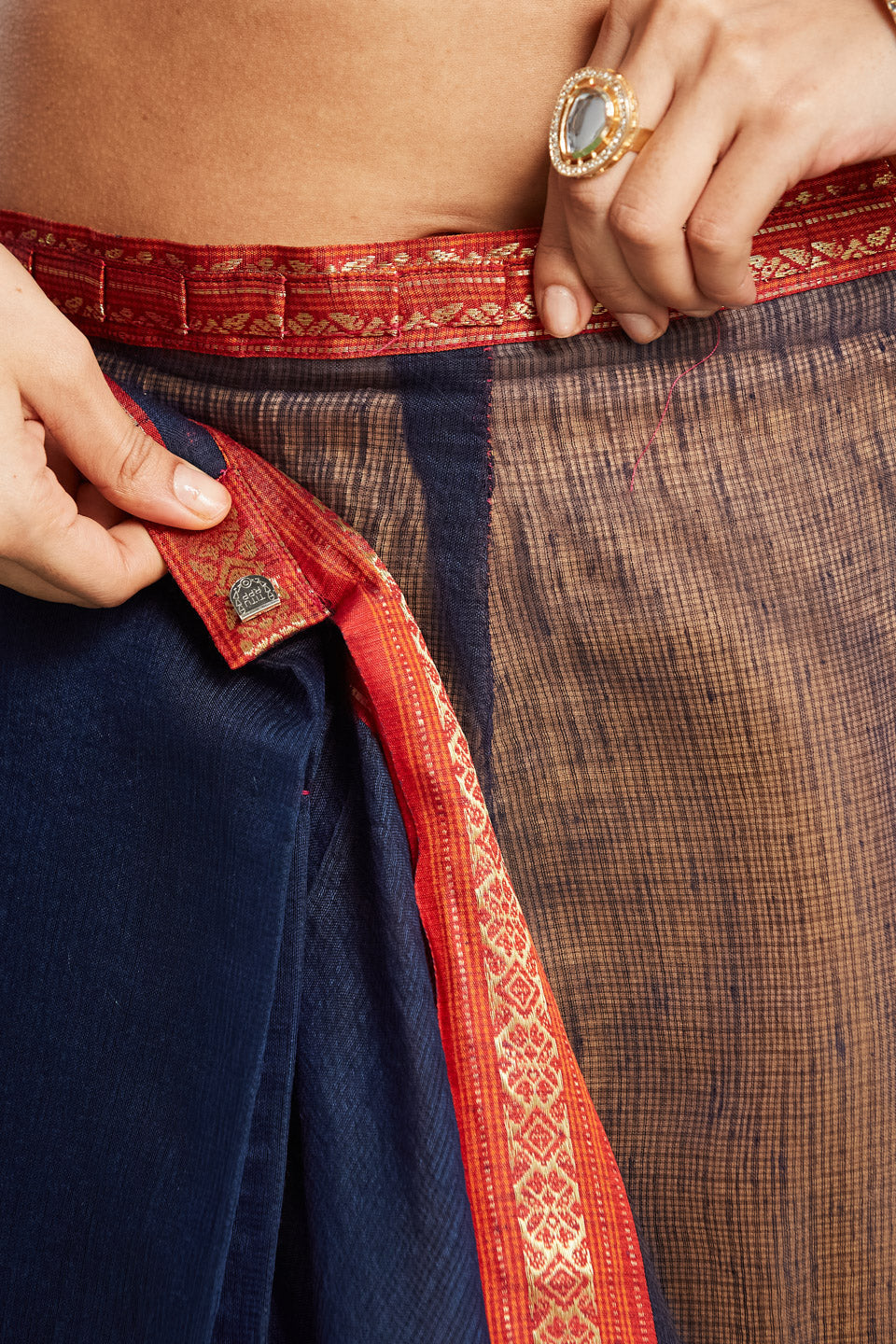 Kanjivaram Zari Border Kora Silk Saree Ready To Wear Saree