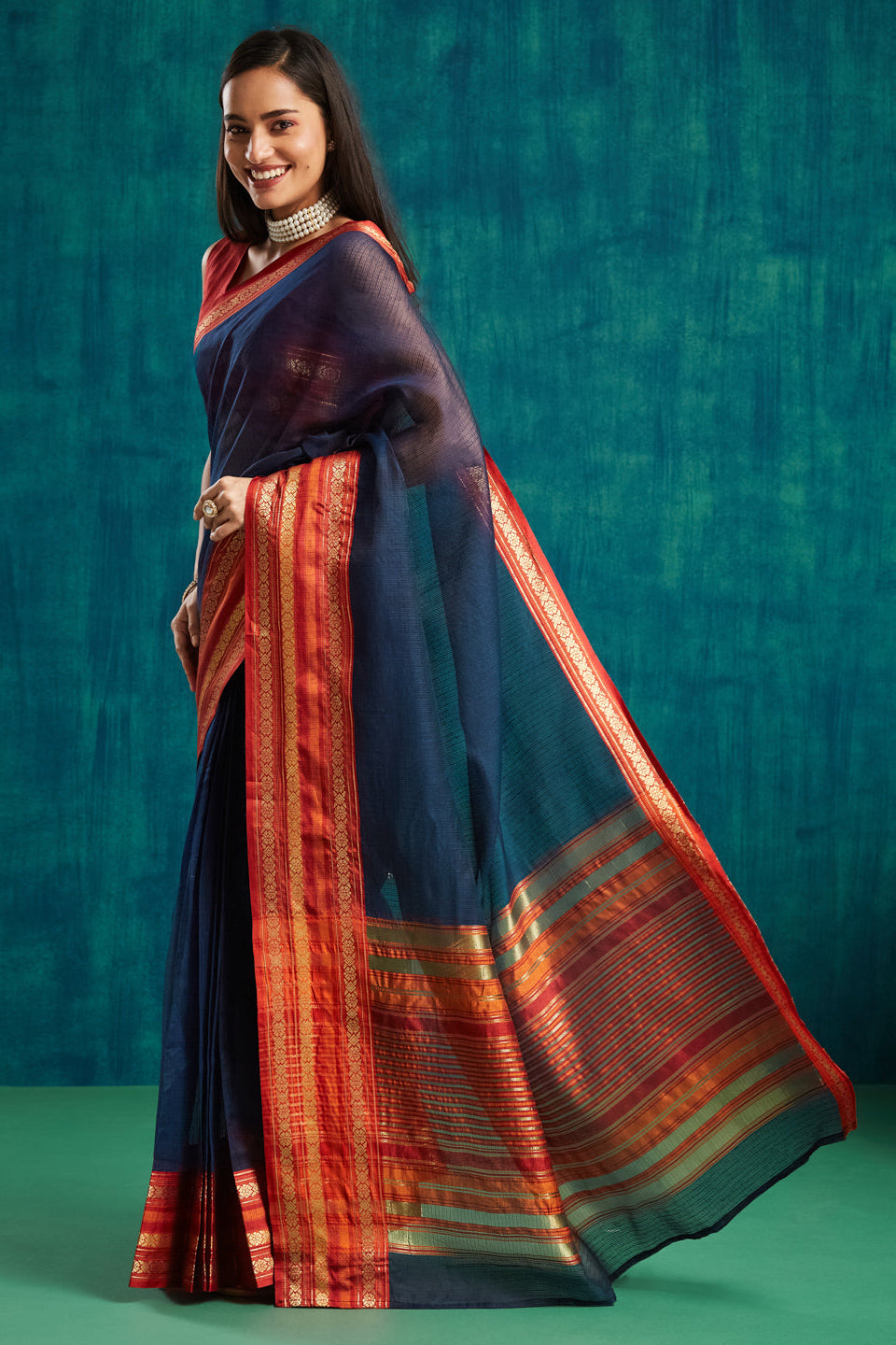 Kanjivaram Zari Border Kora Silk Saree