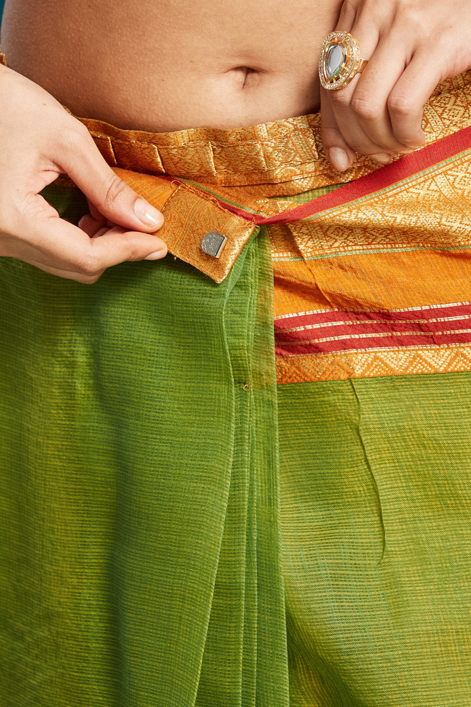 Kanjivaram Zari Border Kora Silk Saree Ready To Wear Saree