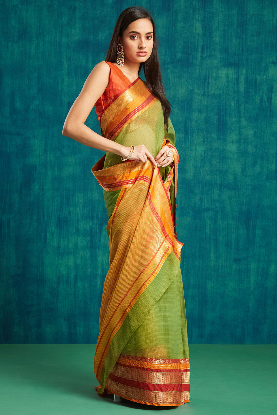 Kanjivaram Zari Border Kora Silk Saree