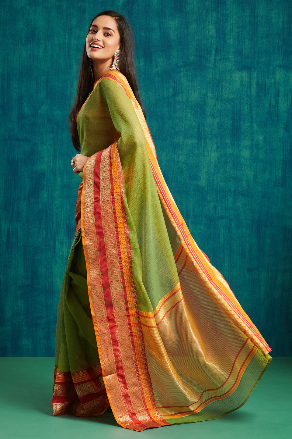 Kanjivaram Zari Border Kora Silk Saree