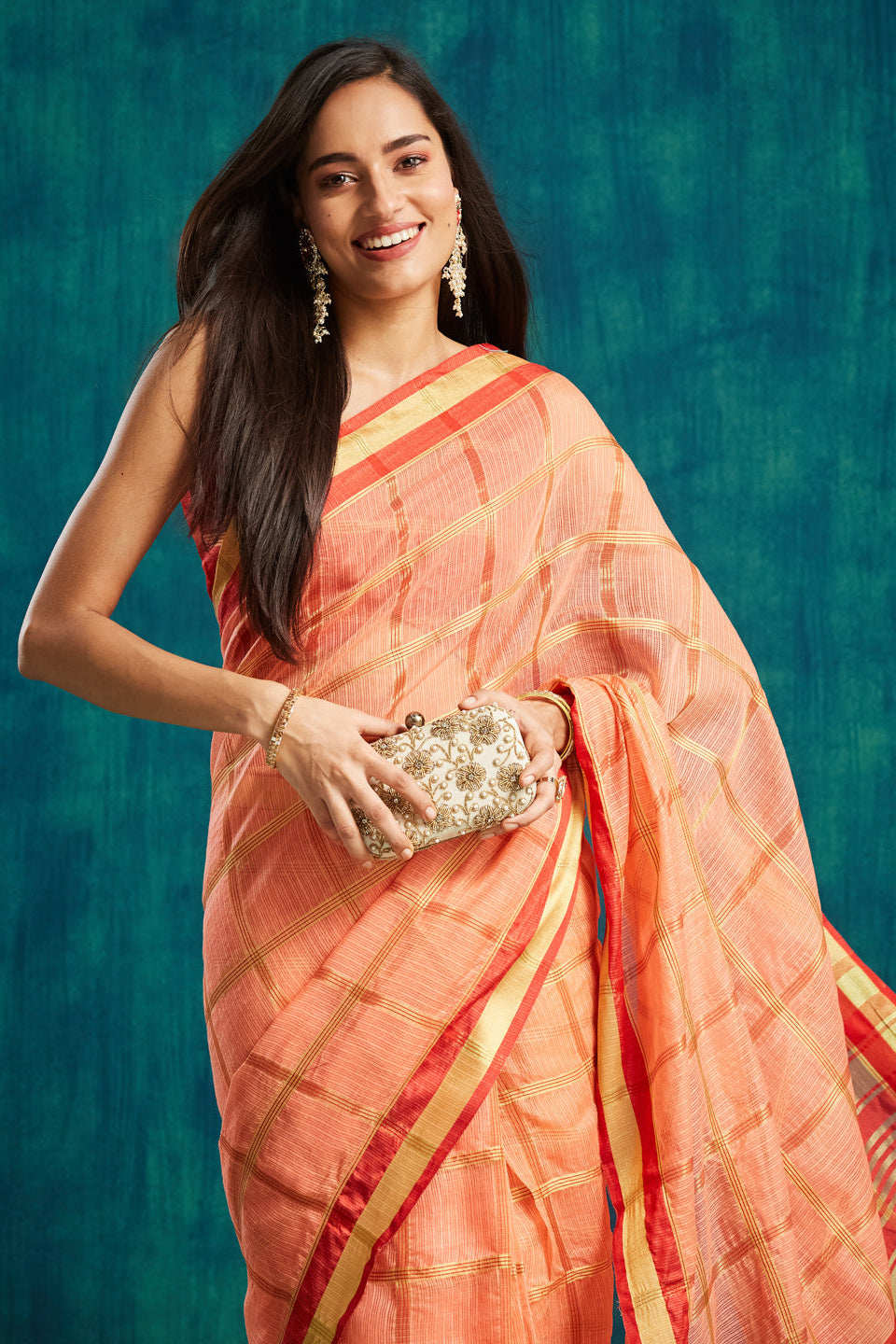Kanjivaram Zari Border Kora Silk Saree