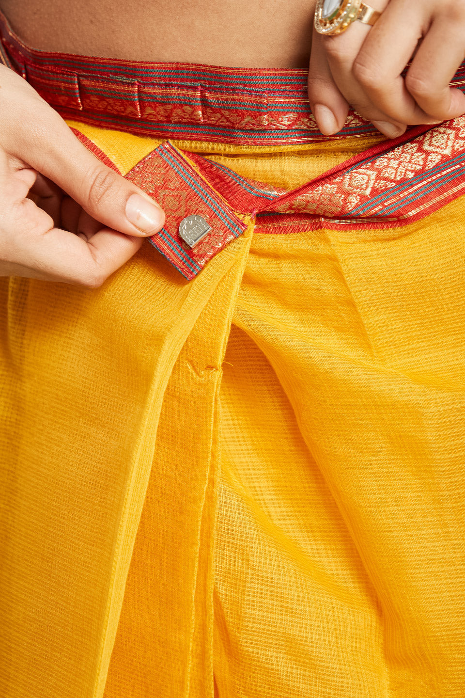 Kanjivaram Zari Border Kora Silk Saree Ready To Wear Saree