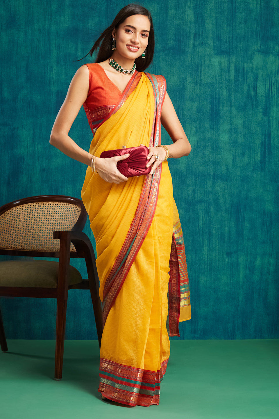 Kanjivaram Zari Border Kora Silk Saree