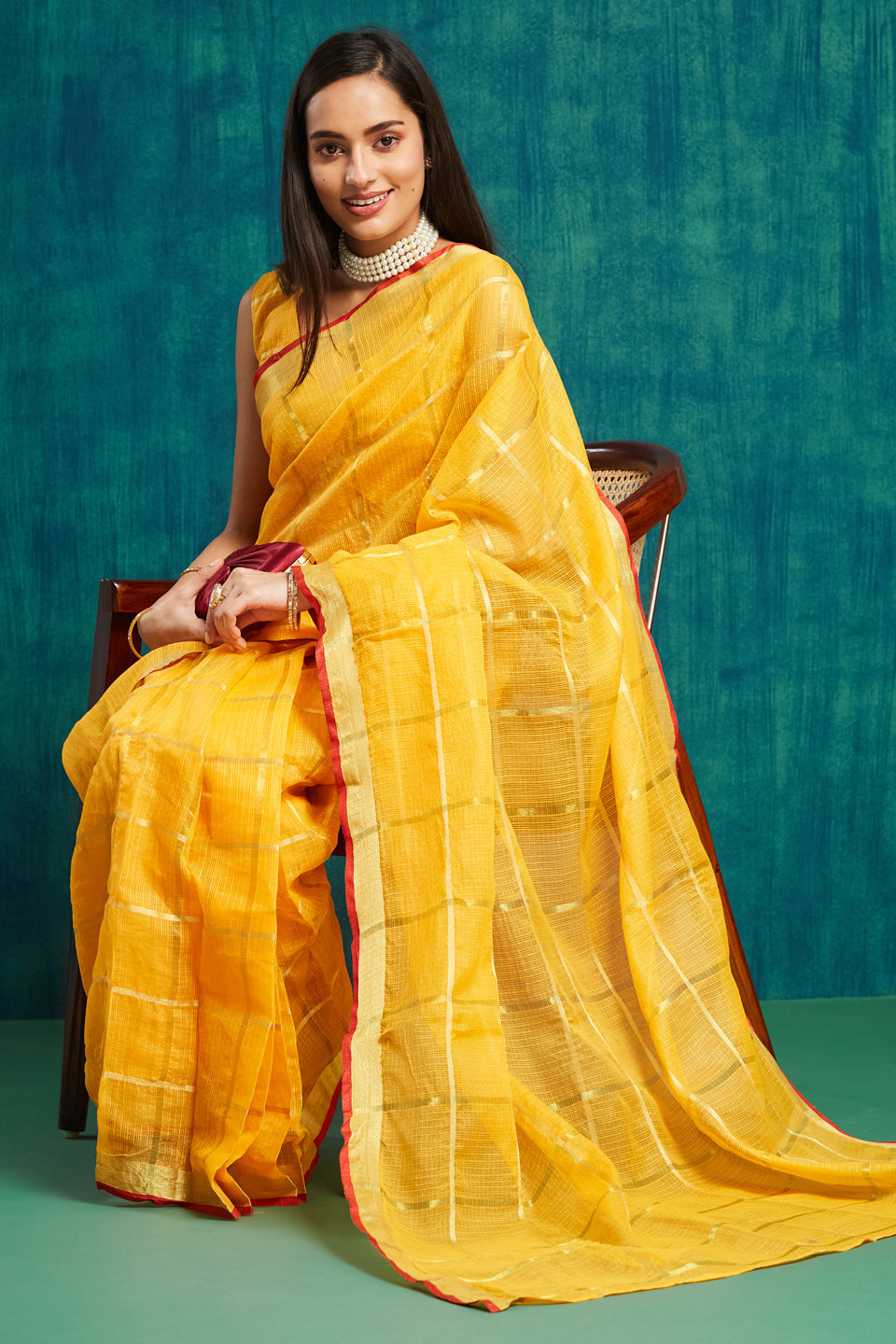 Kanjivaram Zari Border Kora Silk Saree