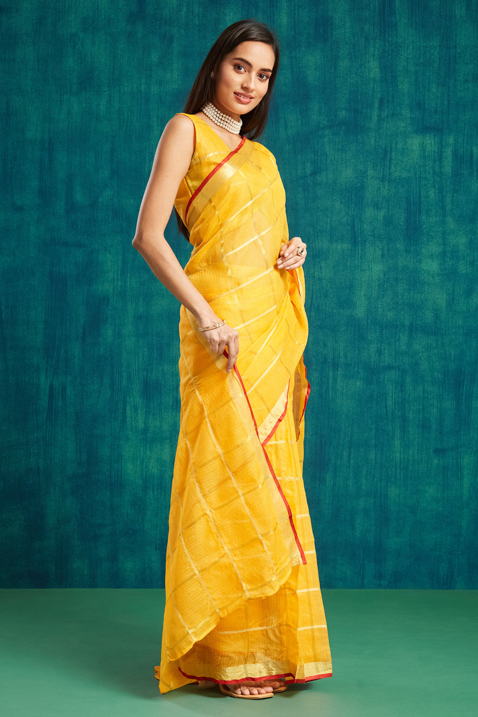Kanjivaram Zari Border Kora Silk Saree