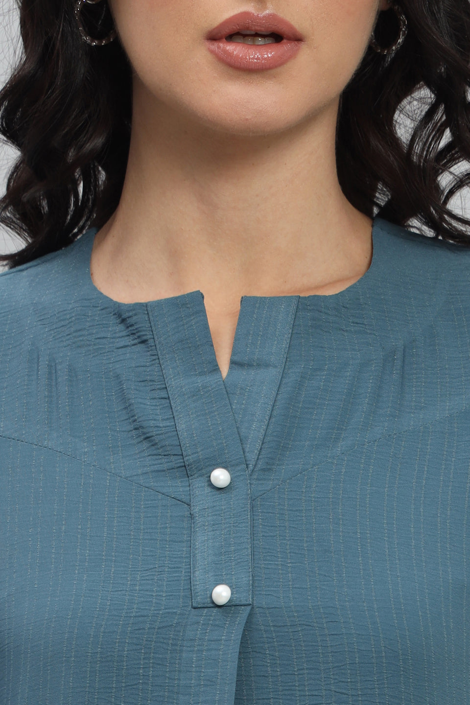Henley Shirt Style Soft Rayon Modern Vibes Blue Top