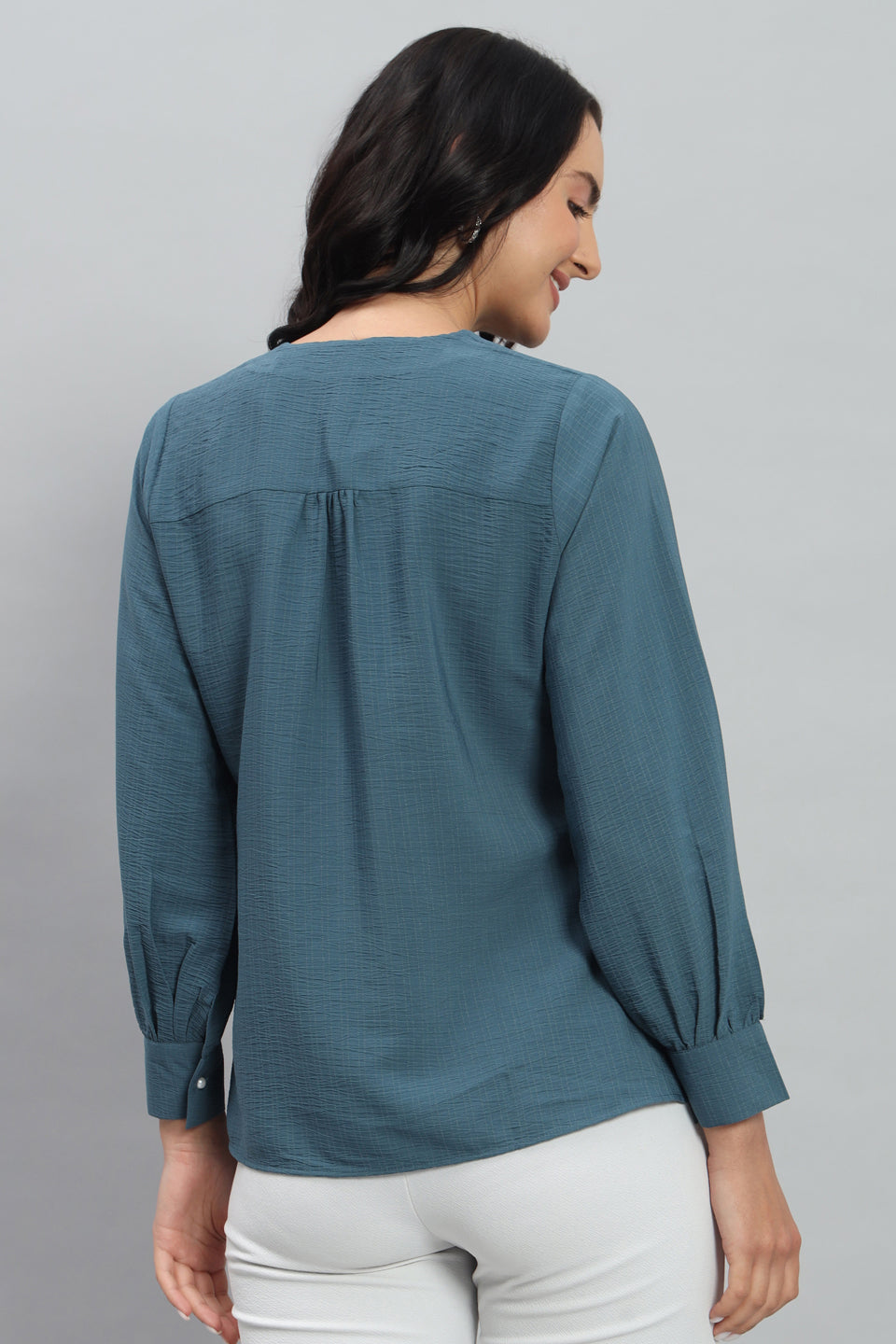 Henley Shirt Style Soft Rayon Modern Vibes Blue Top