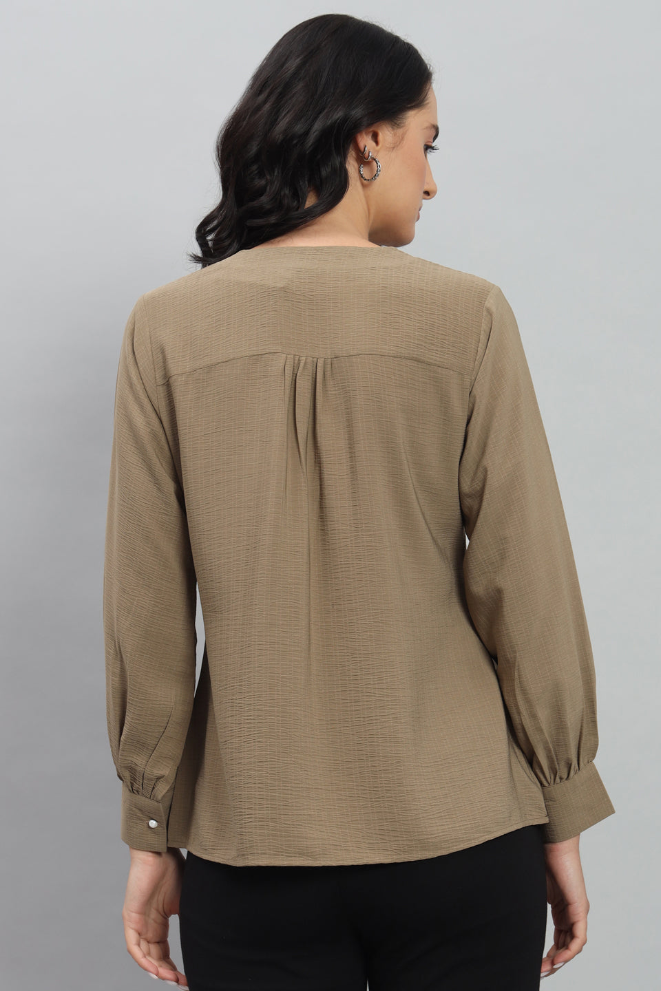 Henley Shirt Style Soft Rayon Modern Vibes Brown Top