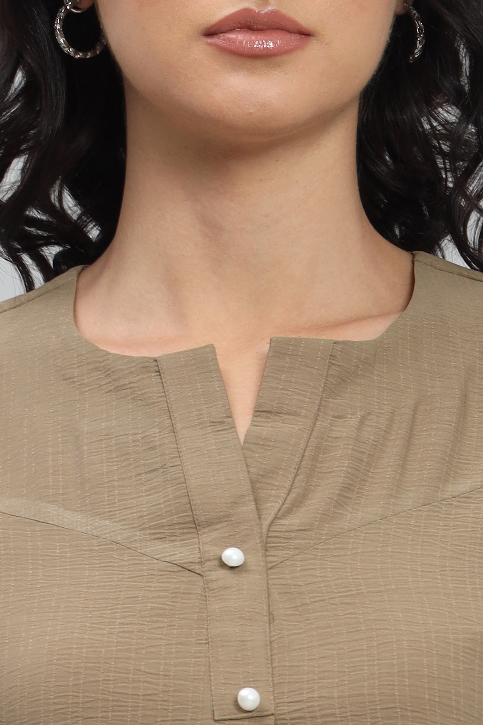 Henley Shirt Style Soft Rayon Modern Vibes Brown Top